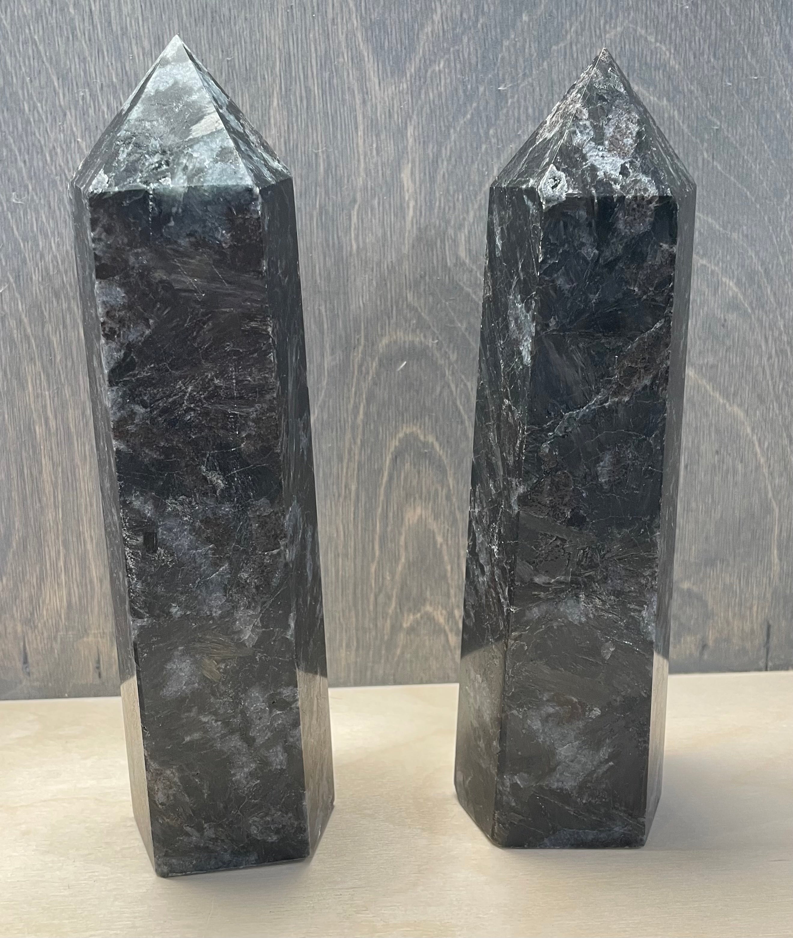 Natural Astrophyllite Obelisk with Metallic Inclusions