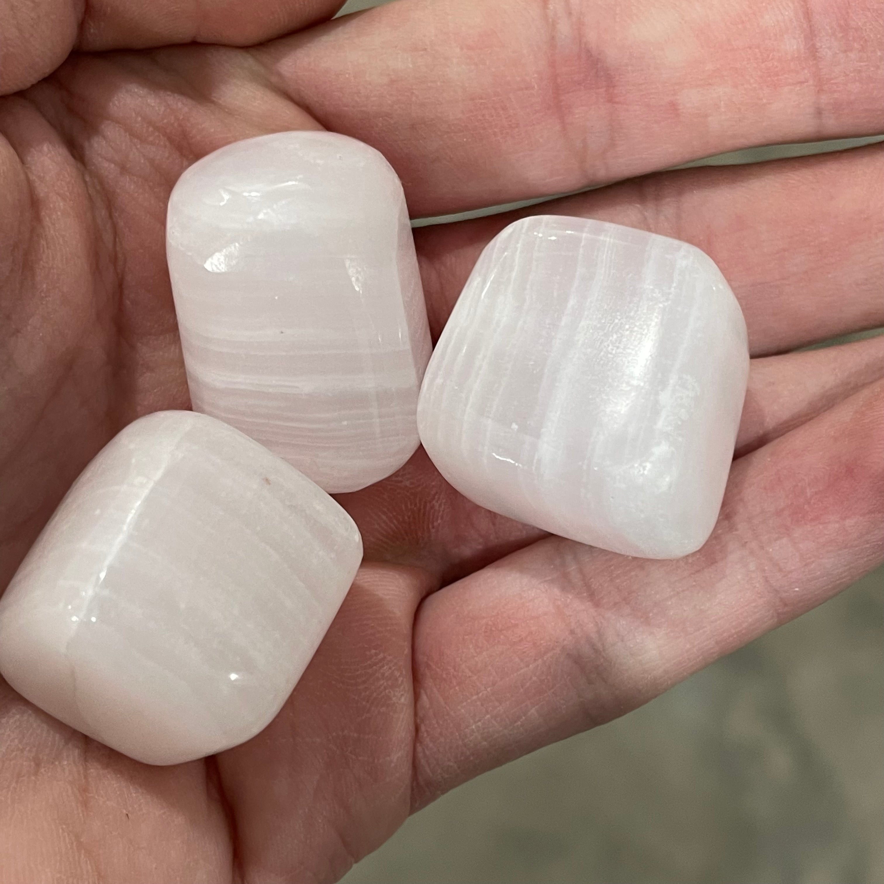 1 Pound Bag of Mangano Calcite Tumbled Stones Bulk