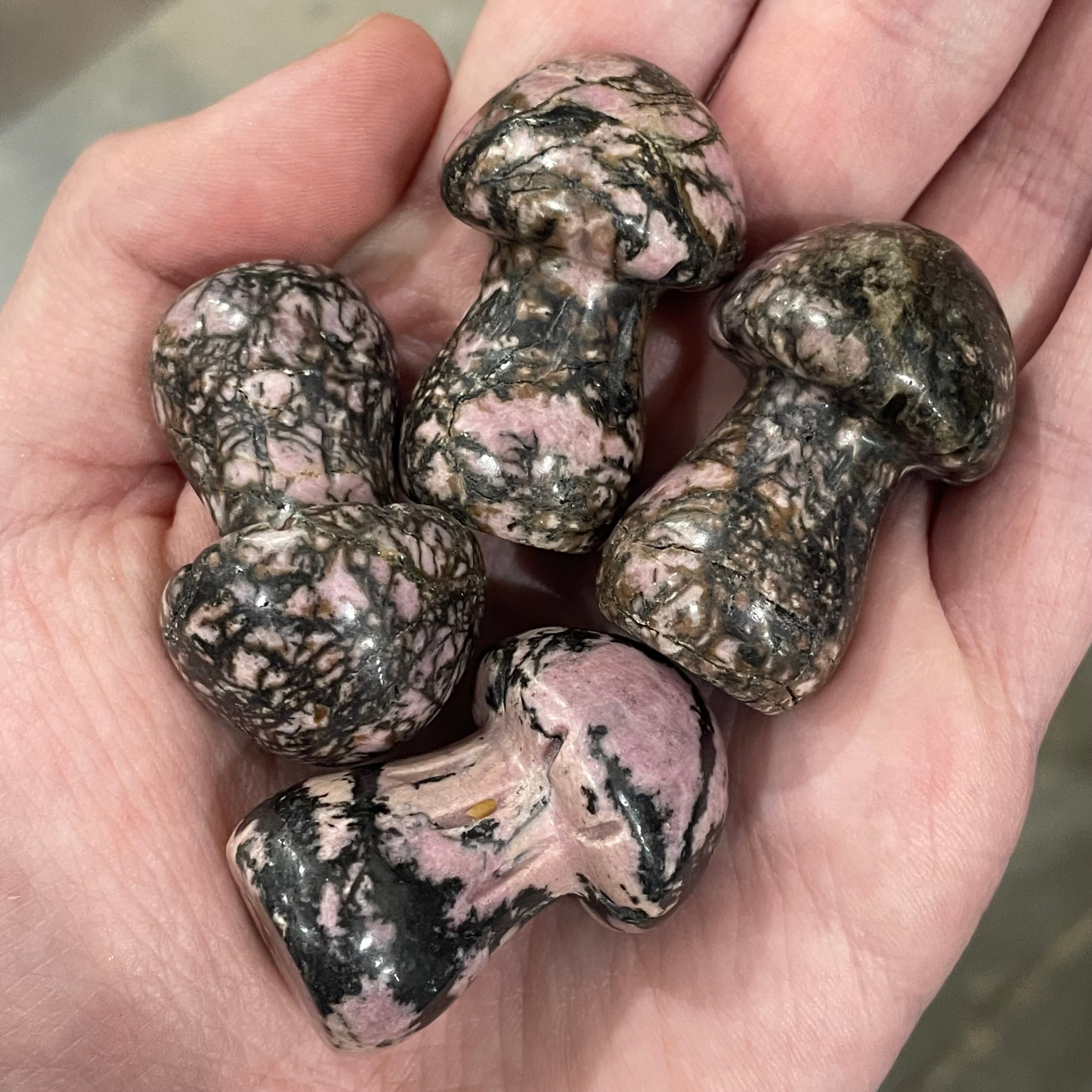 rhodonite carved gemstone mushroom figurines wholesale