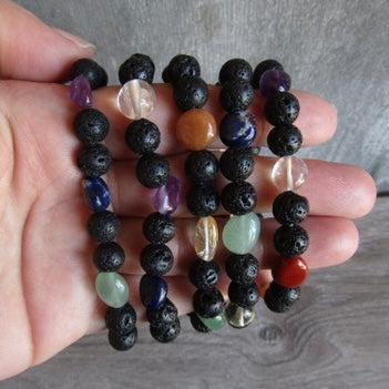 lava with chakra bracelets for new age stores