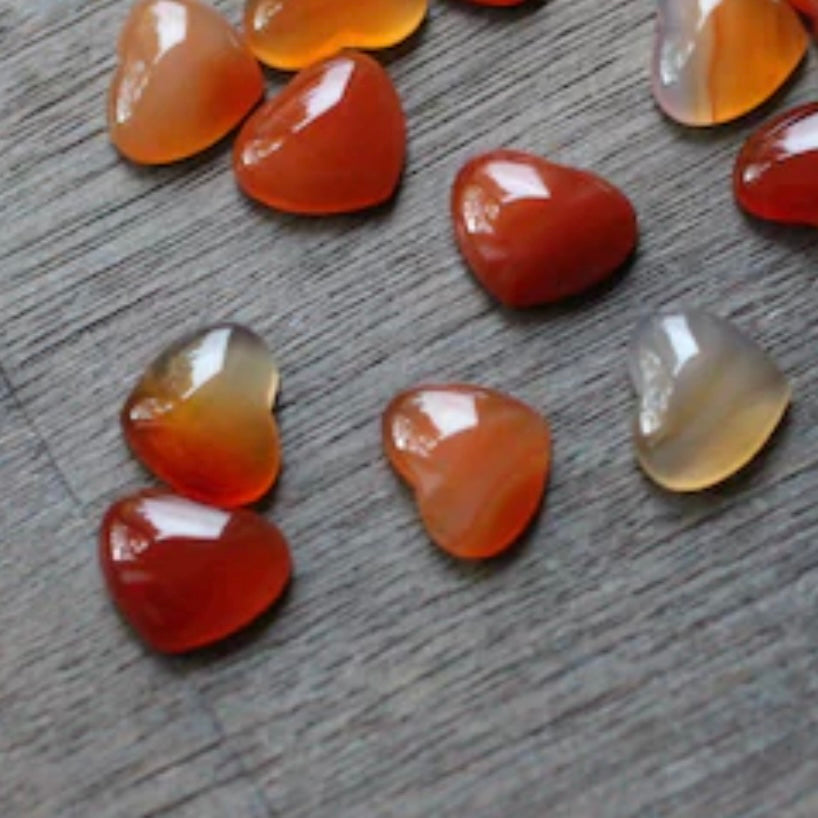 carnelian 3/4 inch gemstone heart flat back crystal cabochon for gift shops