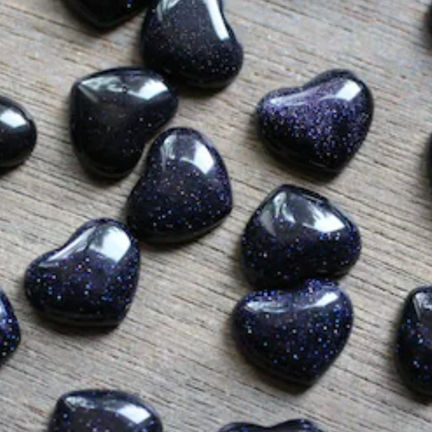 blue goldstone crystal hearts for jewelry making
