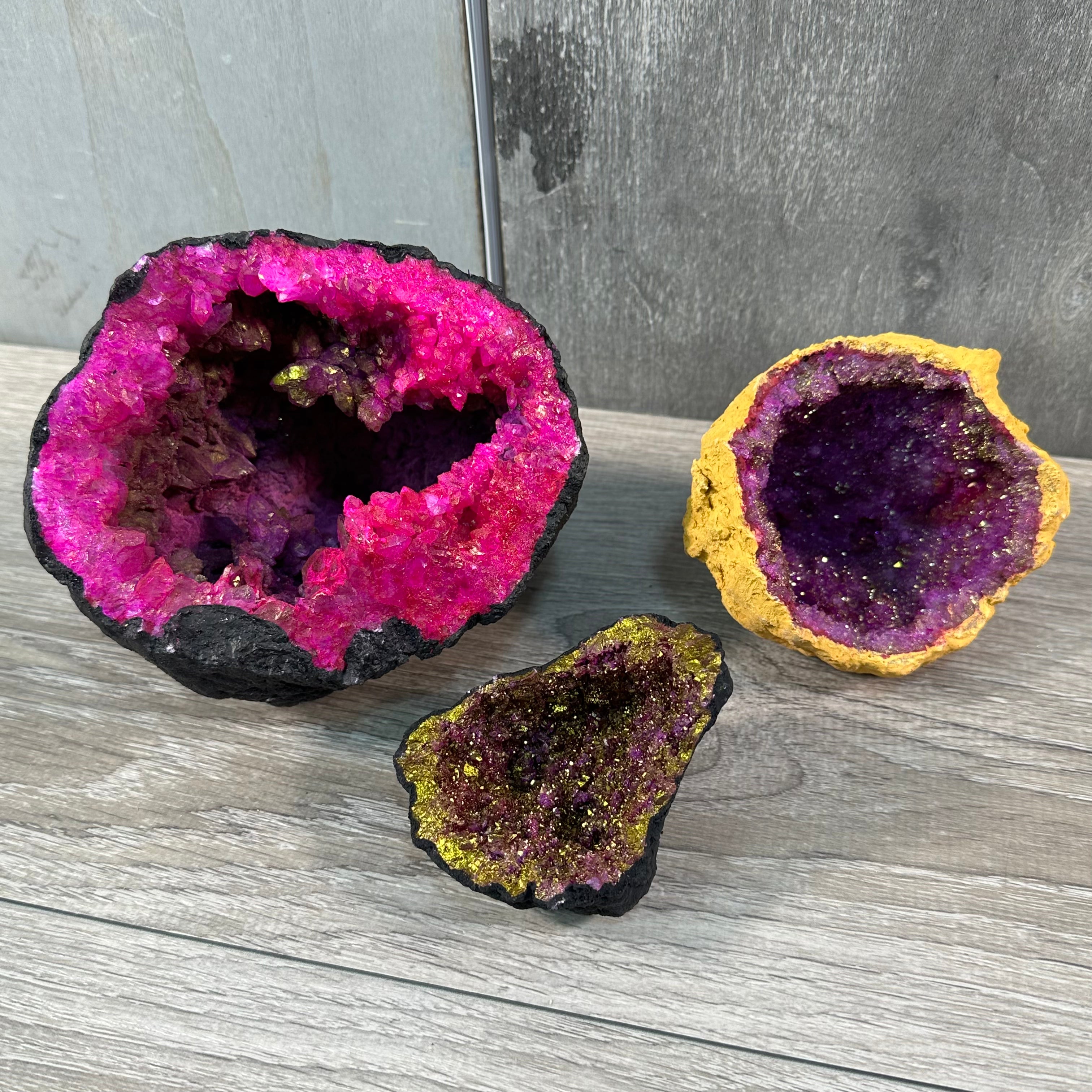 Wholesale dyed geode pairs for crystal shops and resale
