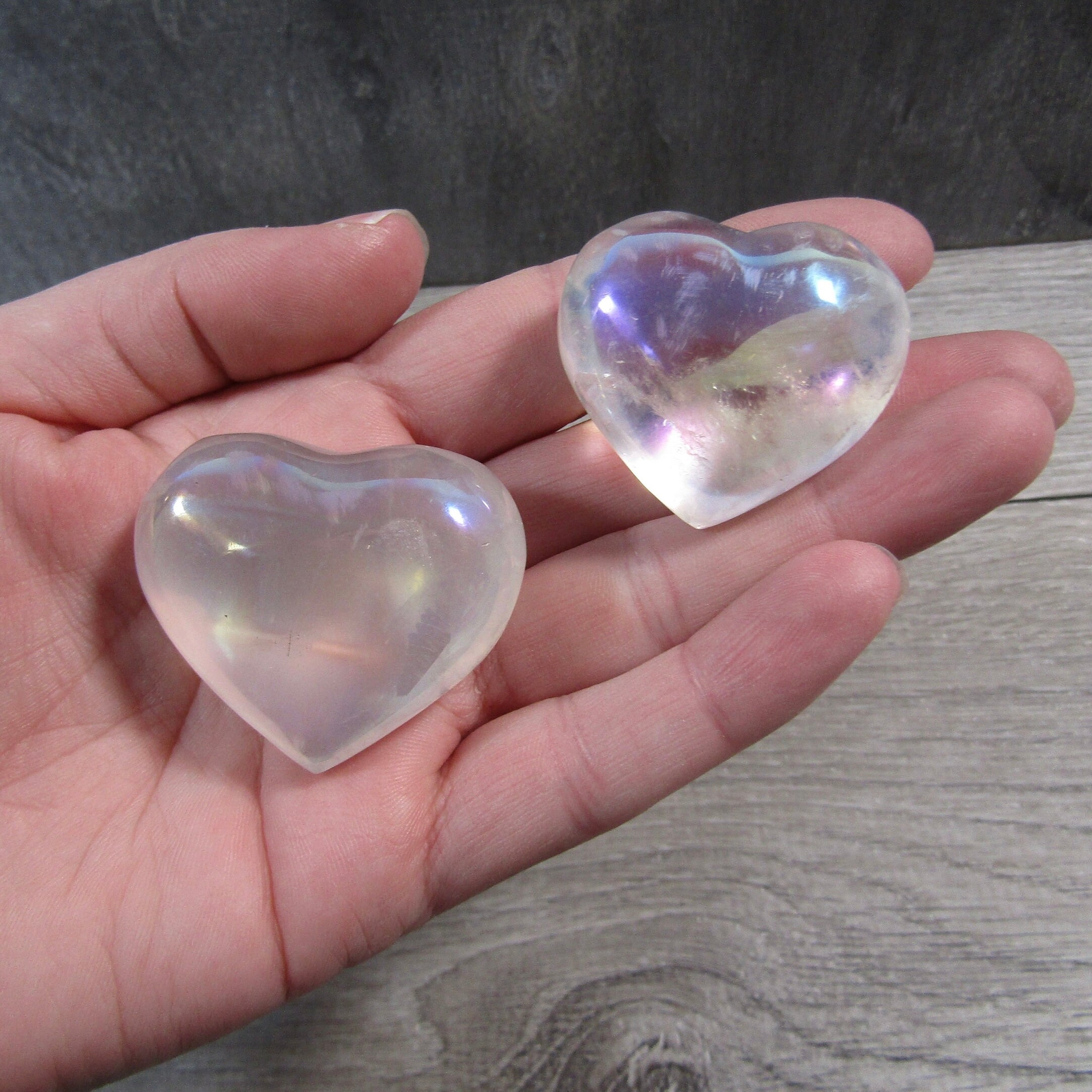 Angel Aura Quartz Large Heart – Iridescent Crystal for Healing & Décor