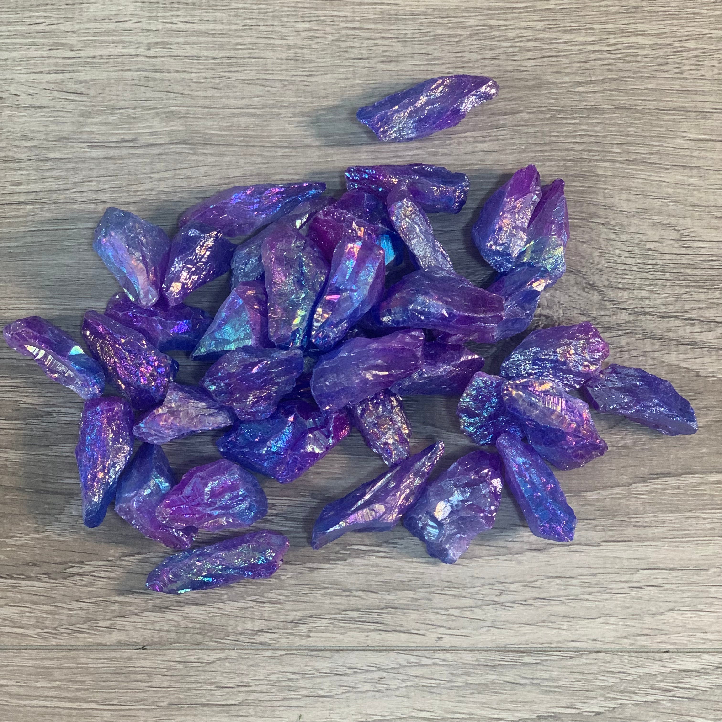 Aura-treated rough stones for spiritual healing and decor