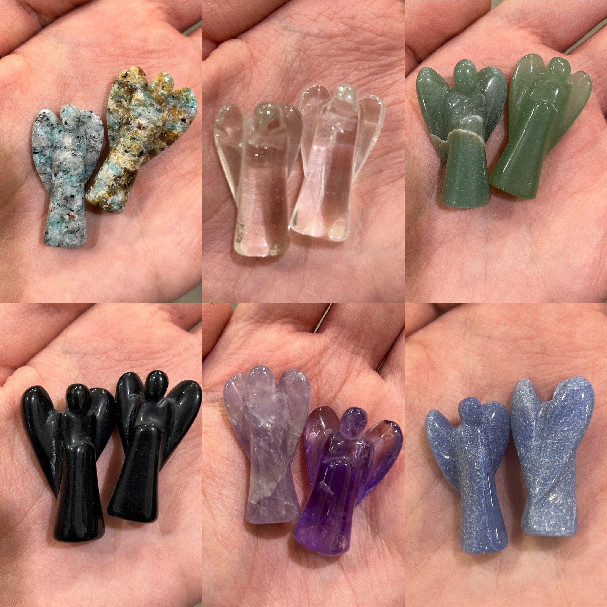 1 inch gemstone angel figurine in assorted crystals