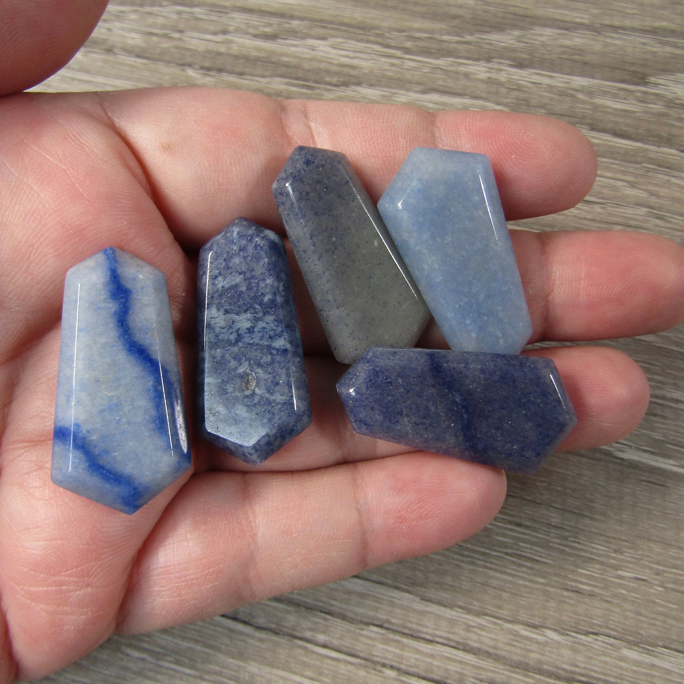 blue quartz flat gemstone energy wand for metaphysical and crystal shops