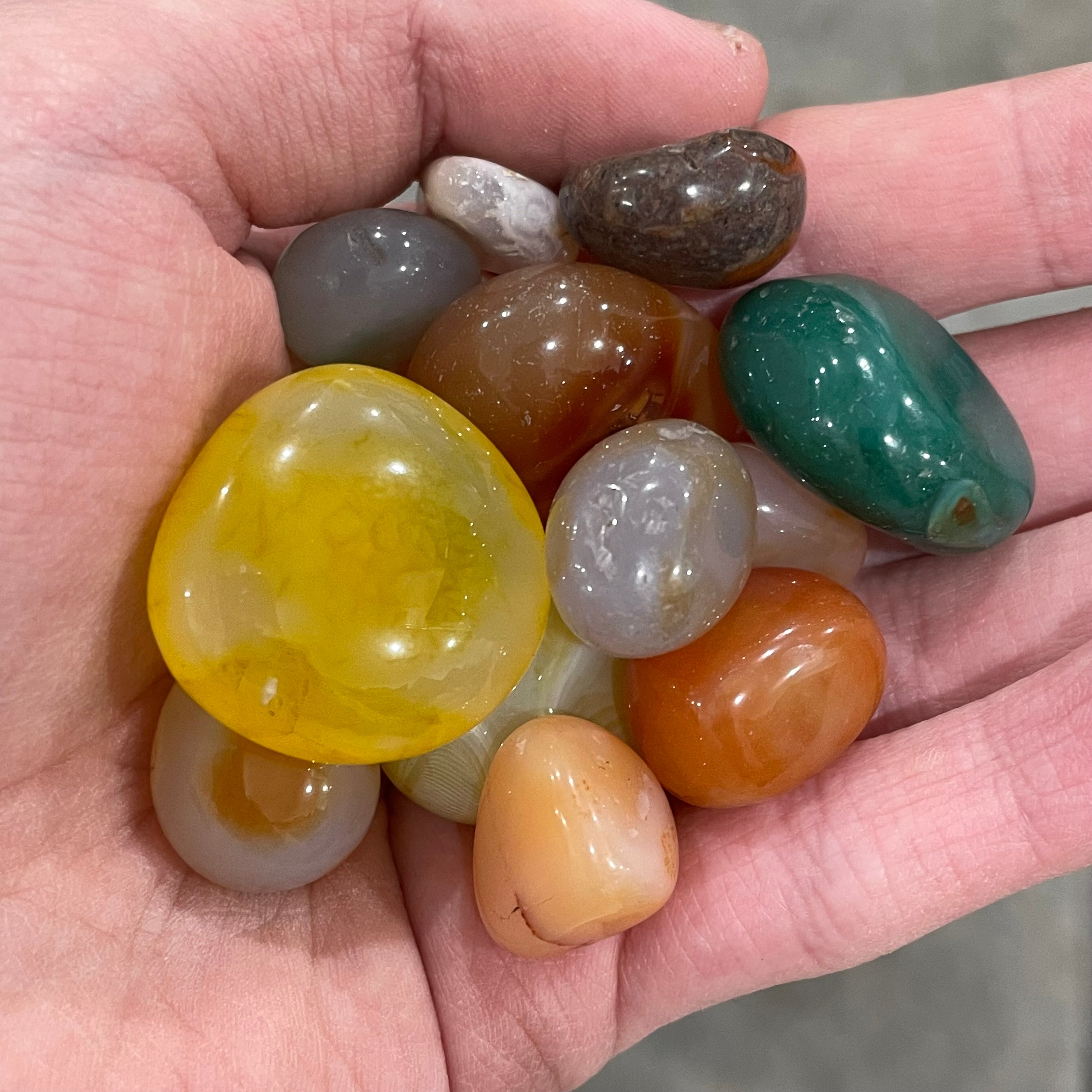 Colorful agate tumbled stones 1 lb bulk wholesale