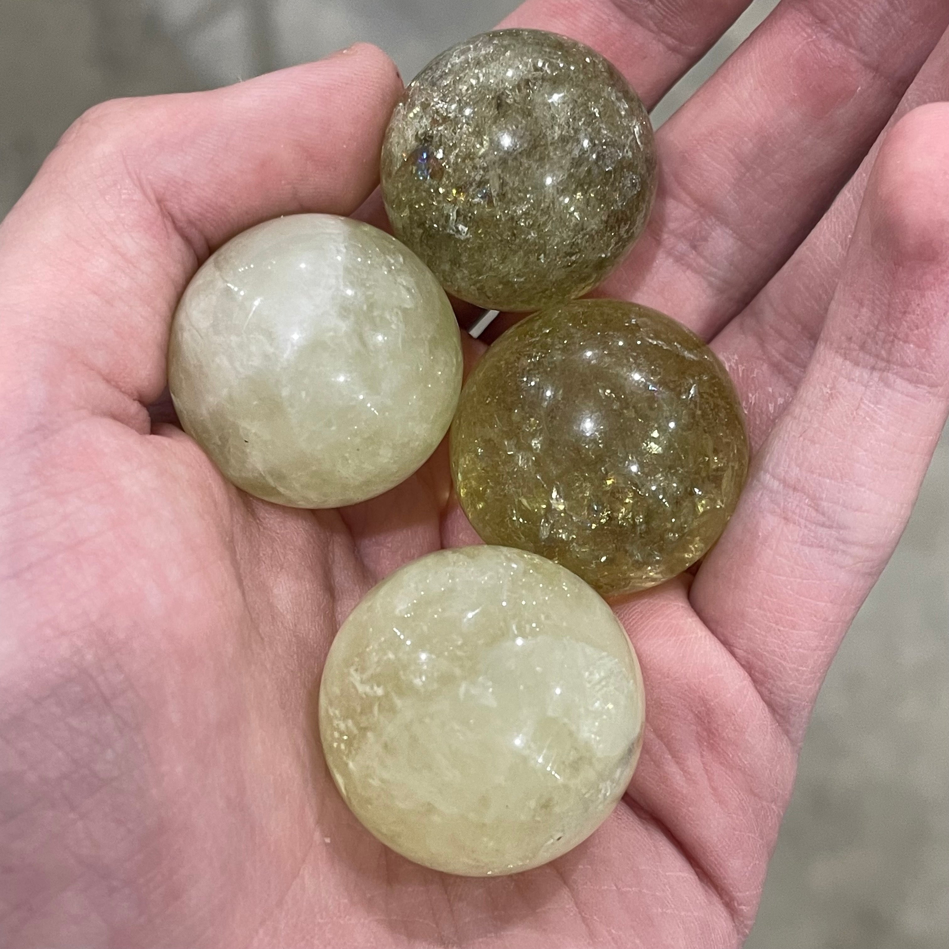 Bulk citrine crystal spheres golden yellow quartz