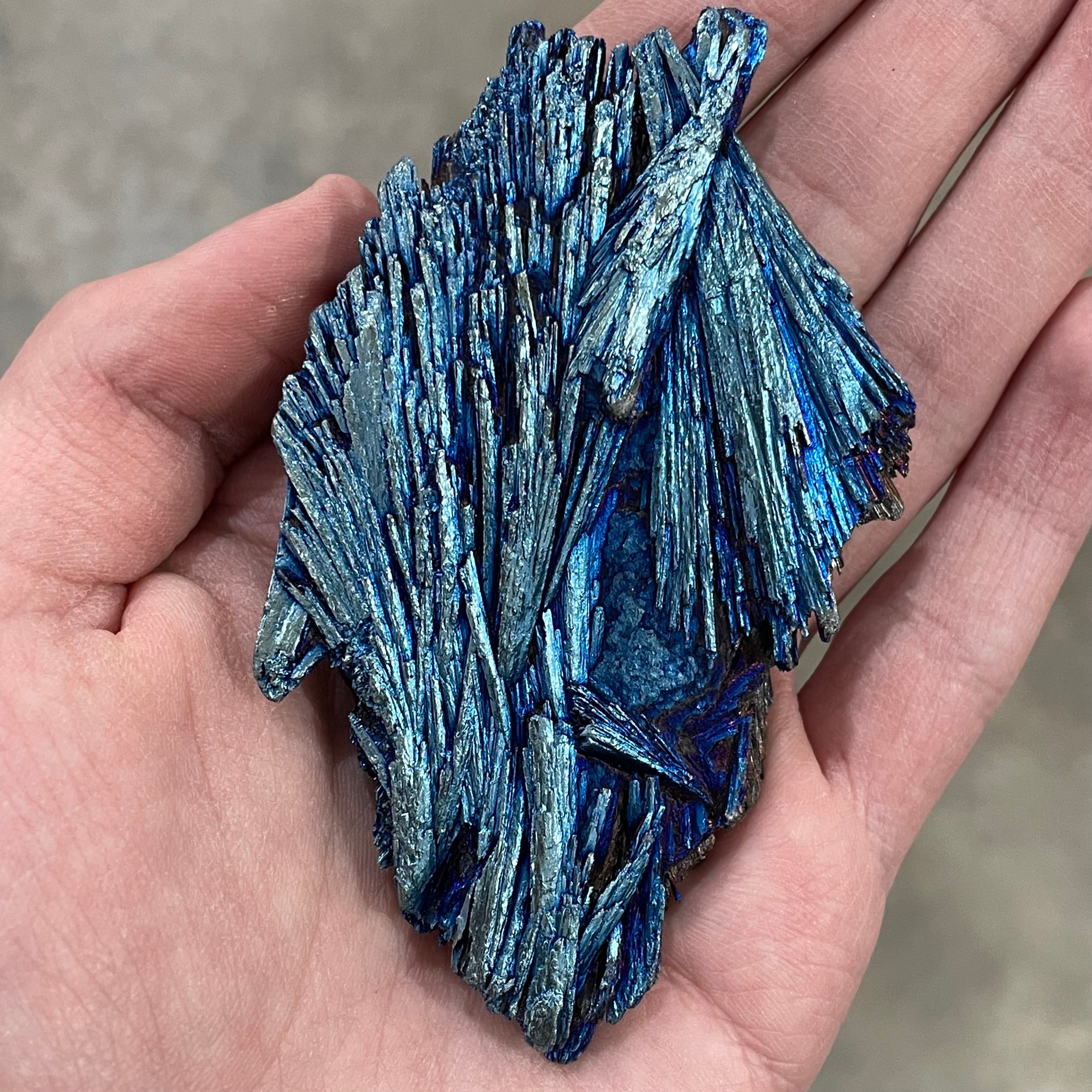 Wholesale kyanite cluster, electroplated blue aura finish