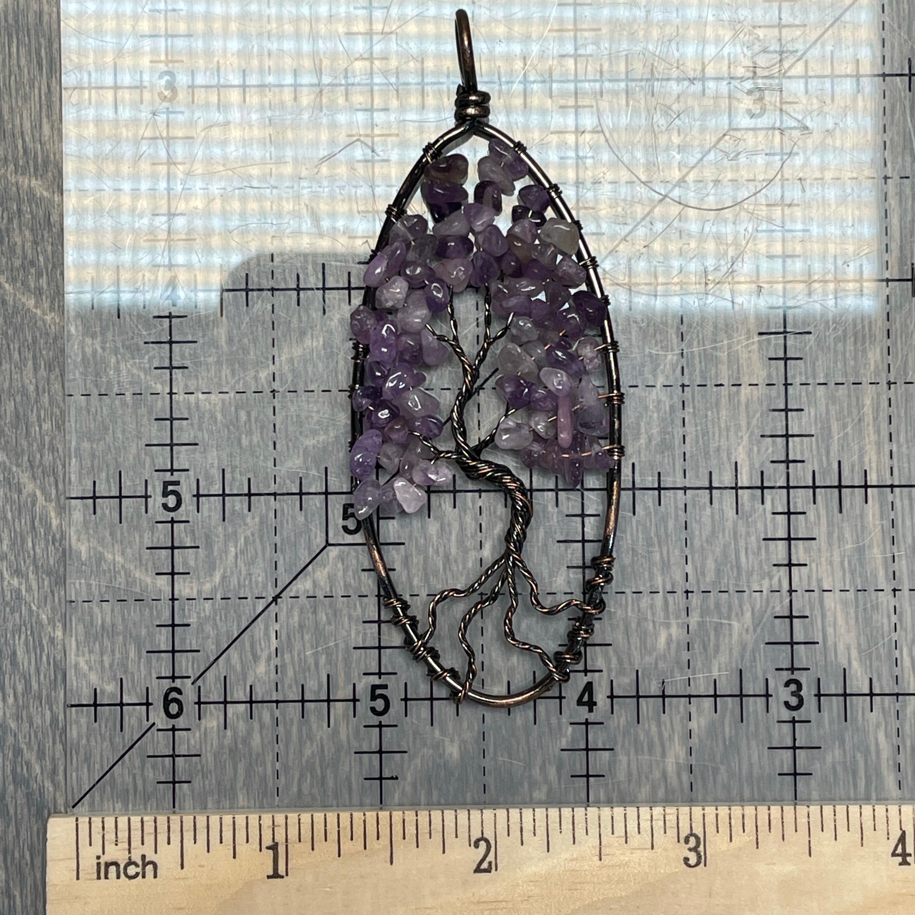 Large Oval Tree of Life Pendant in Bronze – Assorted Stones