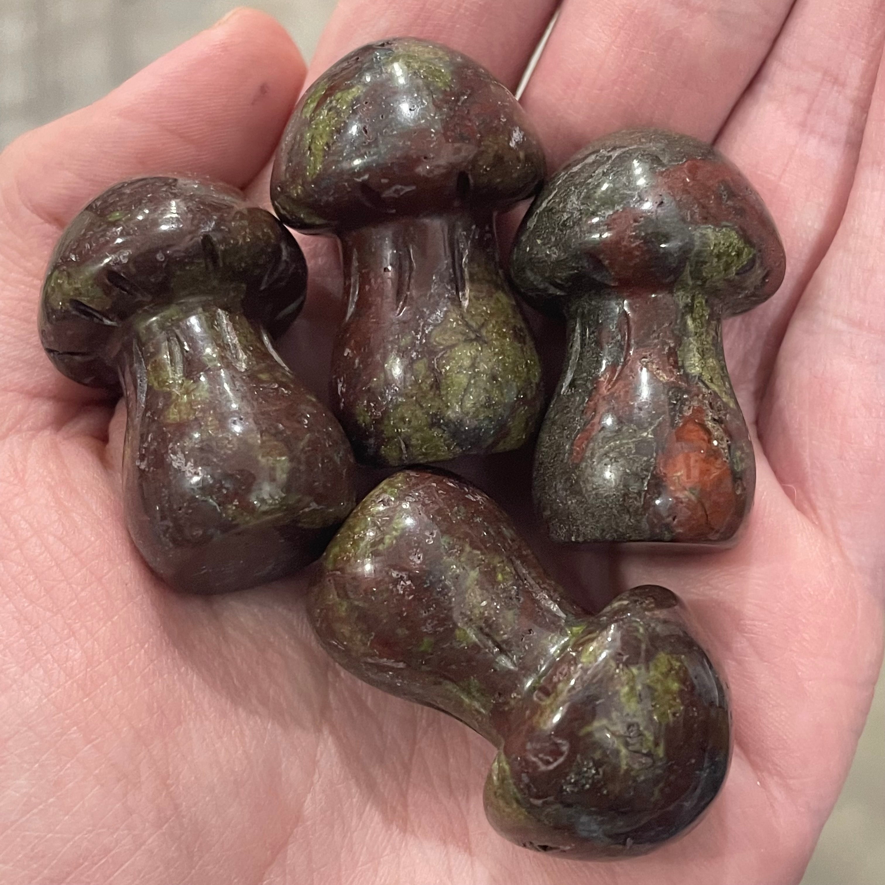 dragon bloodstone 1.25 inch gemstone mushroom
