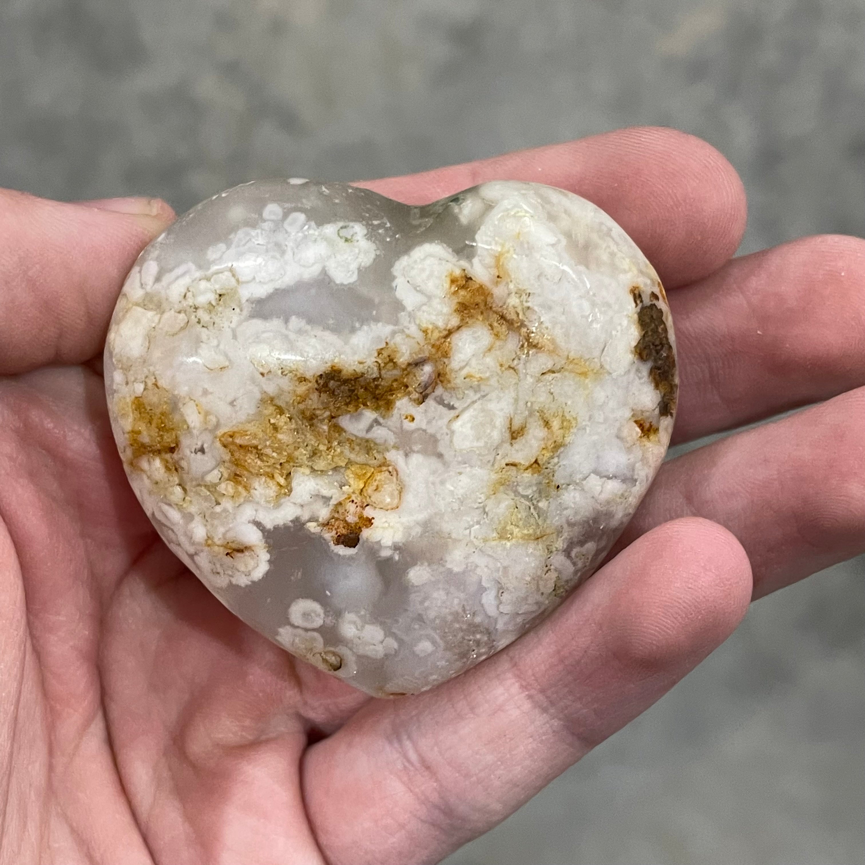 Flower Agate Medium Heart Crystal, wholesale