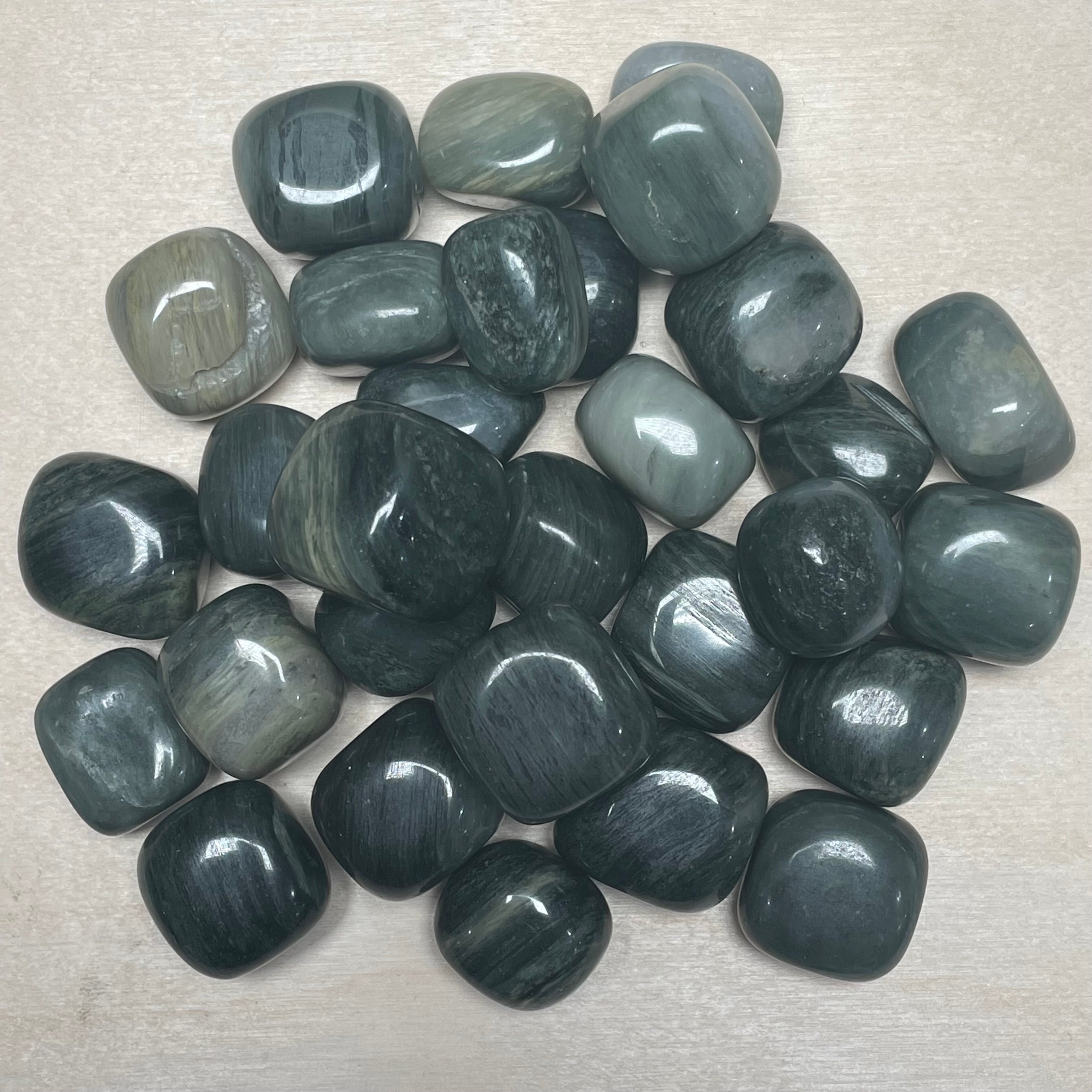 Green Hair Jasper polished stones in 1lb wholesale lot