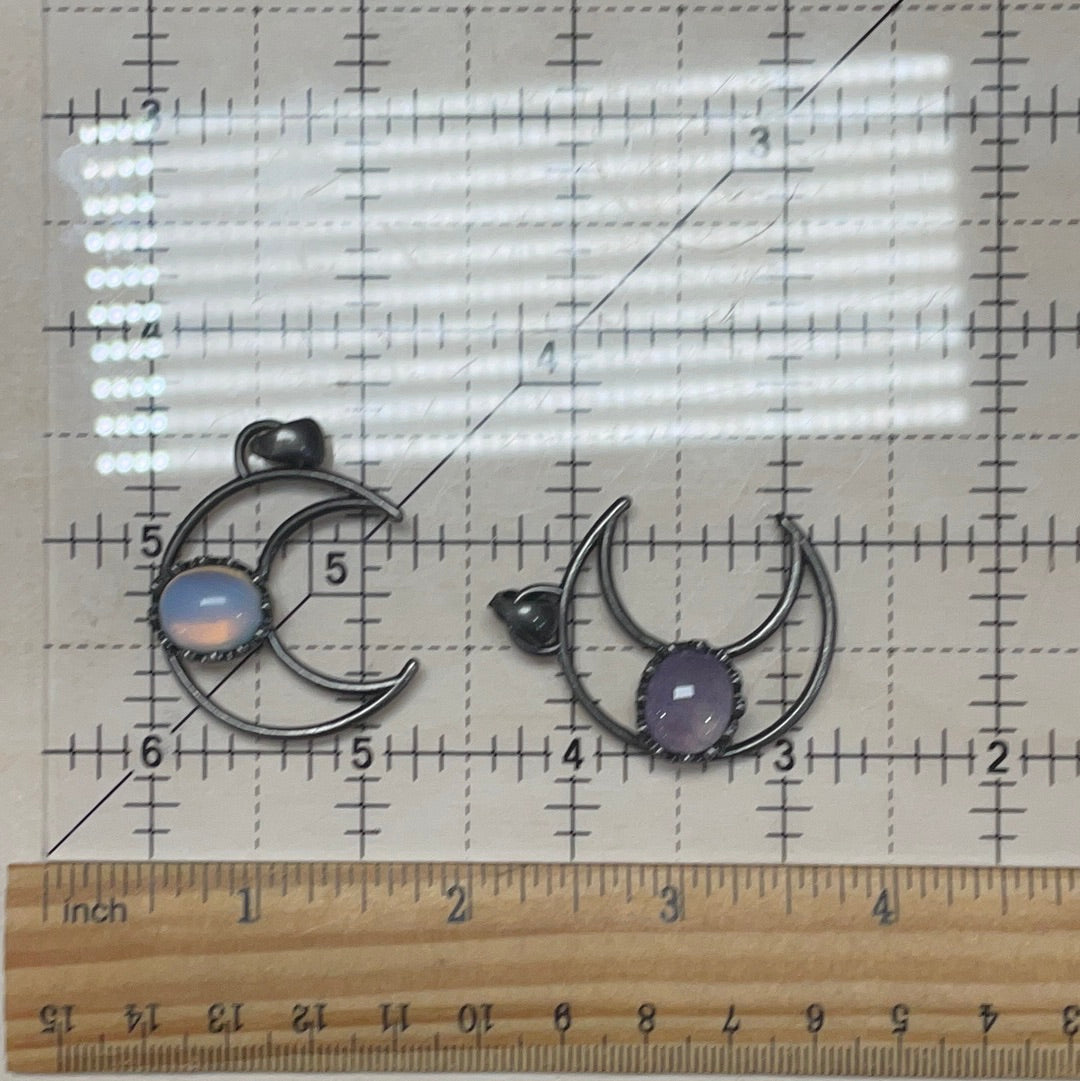 Moon Pendant Necklace – Gunmetal or Silver with Crystal