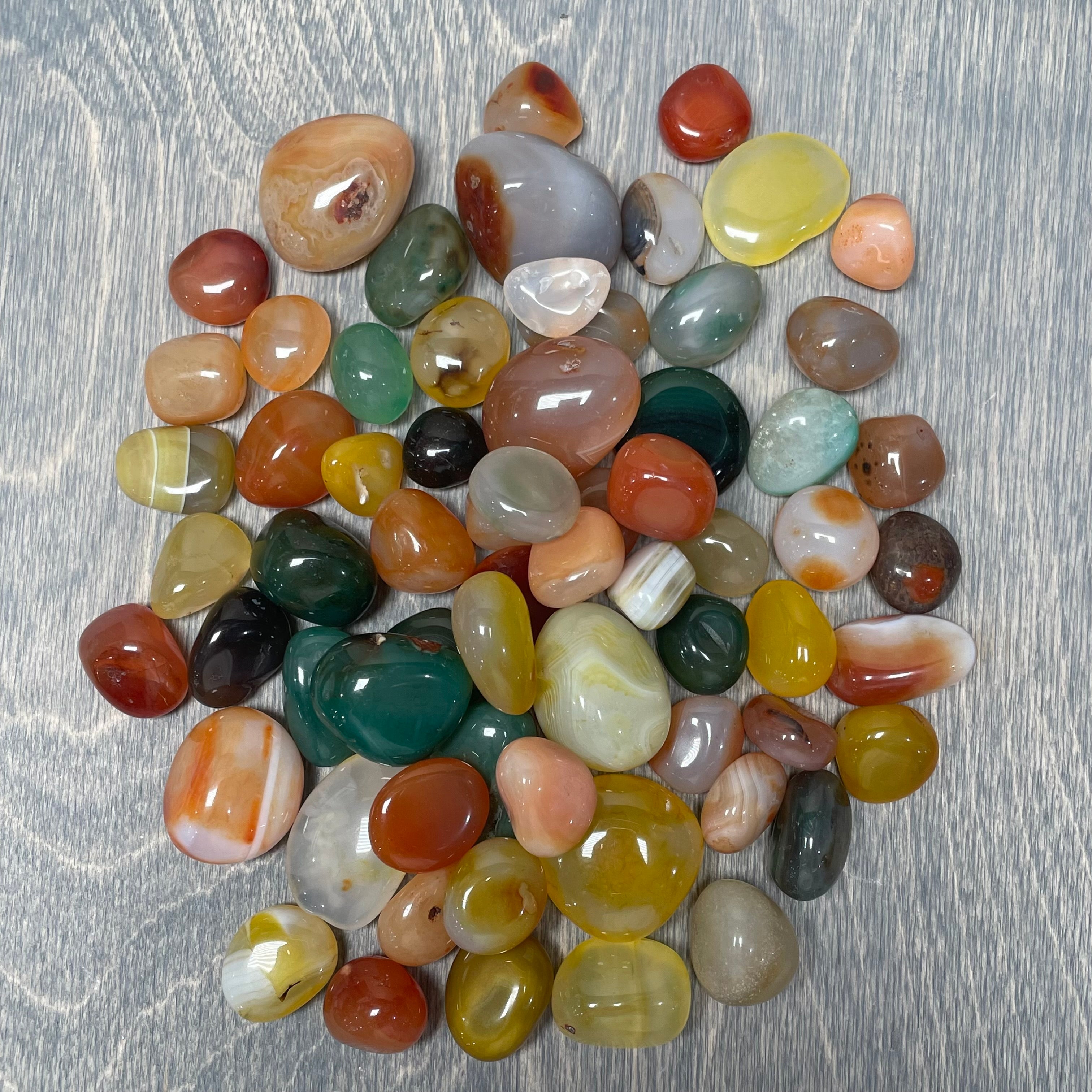 Mixed agate polished stones for crystal shops and metaphysical stores.