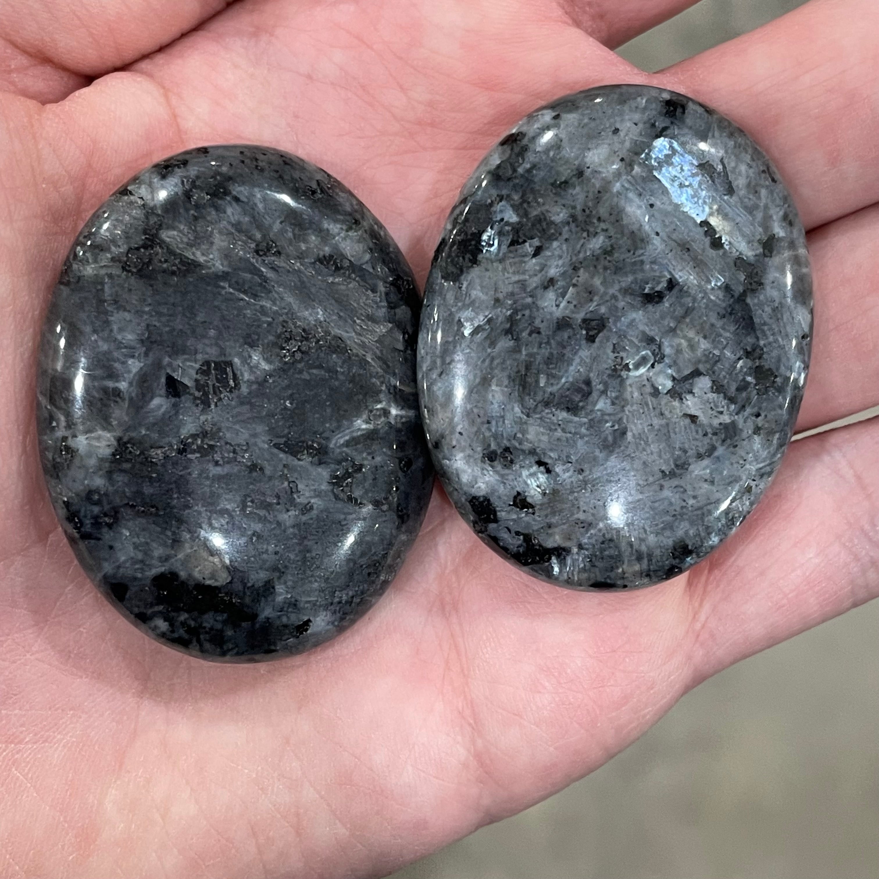 larvikite palm stones for witchy stores