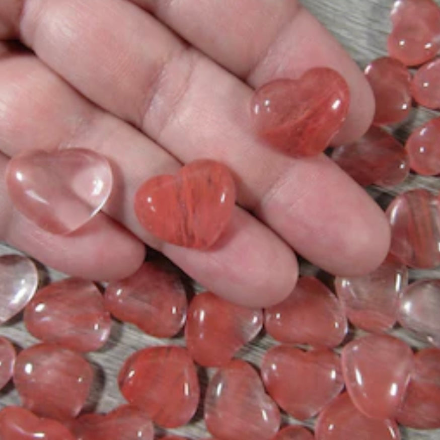 cherry quartz 3/4 inch gemstone hearts for resale