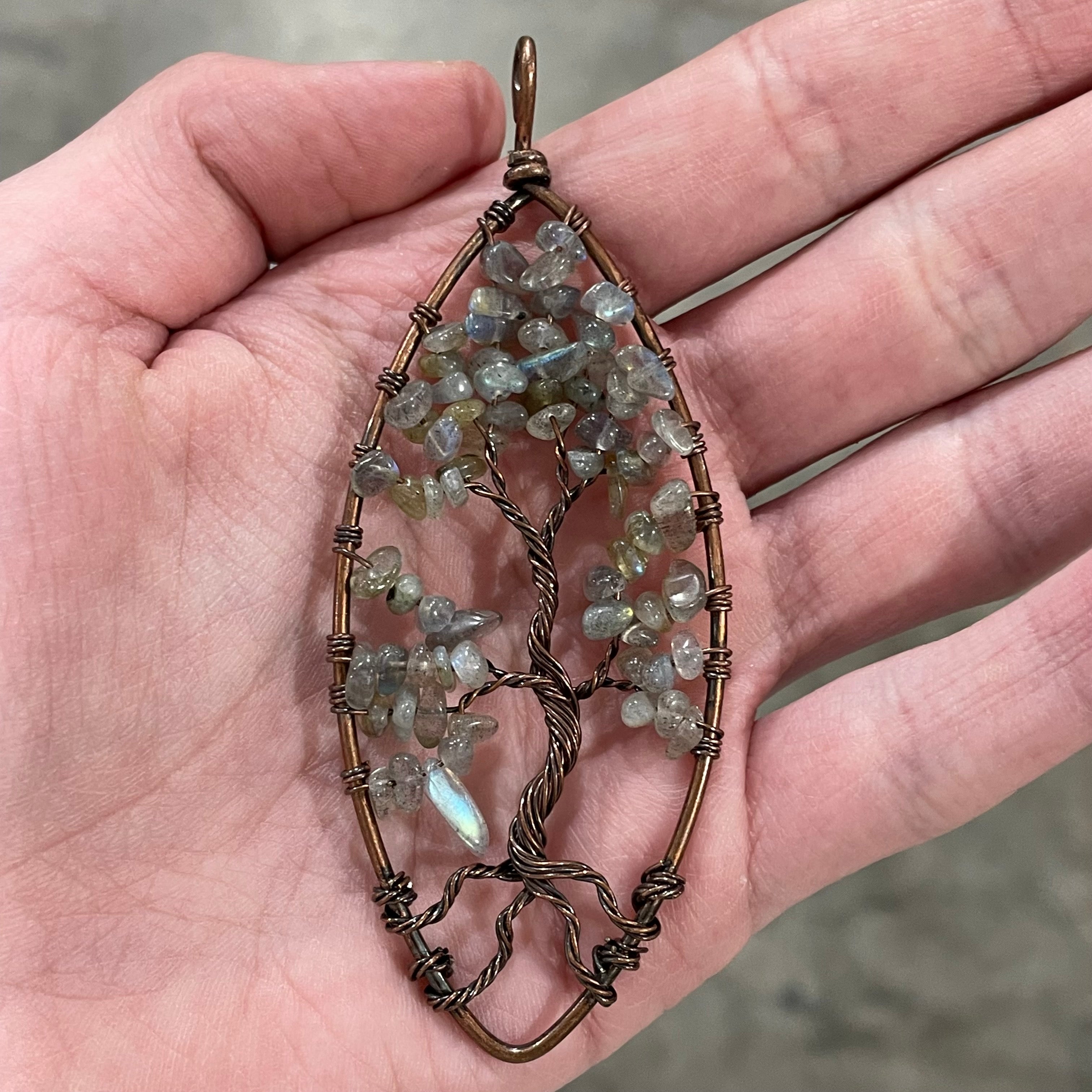 Labradorite, bronze Tree of Life jewelry pendants in wholesale lots.