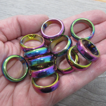 Rainbow bulk hematite rings for metaphysical and gift shops