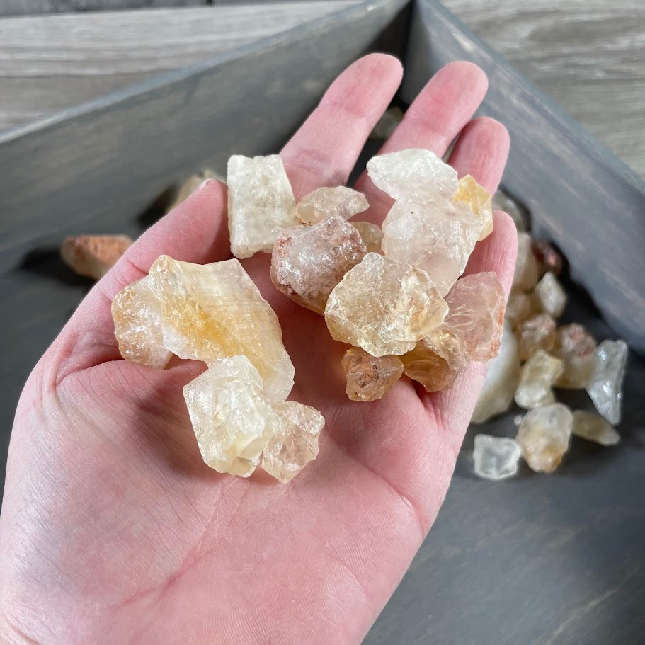 Natural rough citrine crystal stones with raw golden color and mineral texture