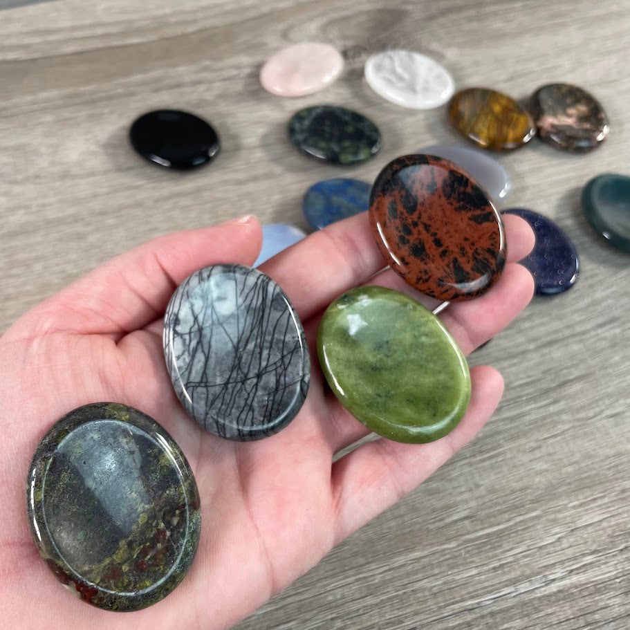 Crystal worry stones in assorted gemstones bulk wholesale