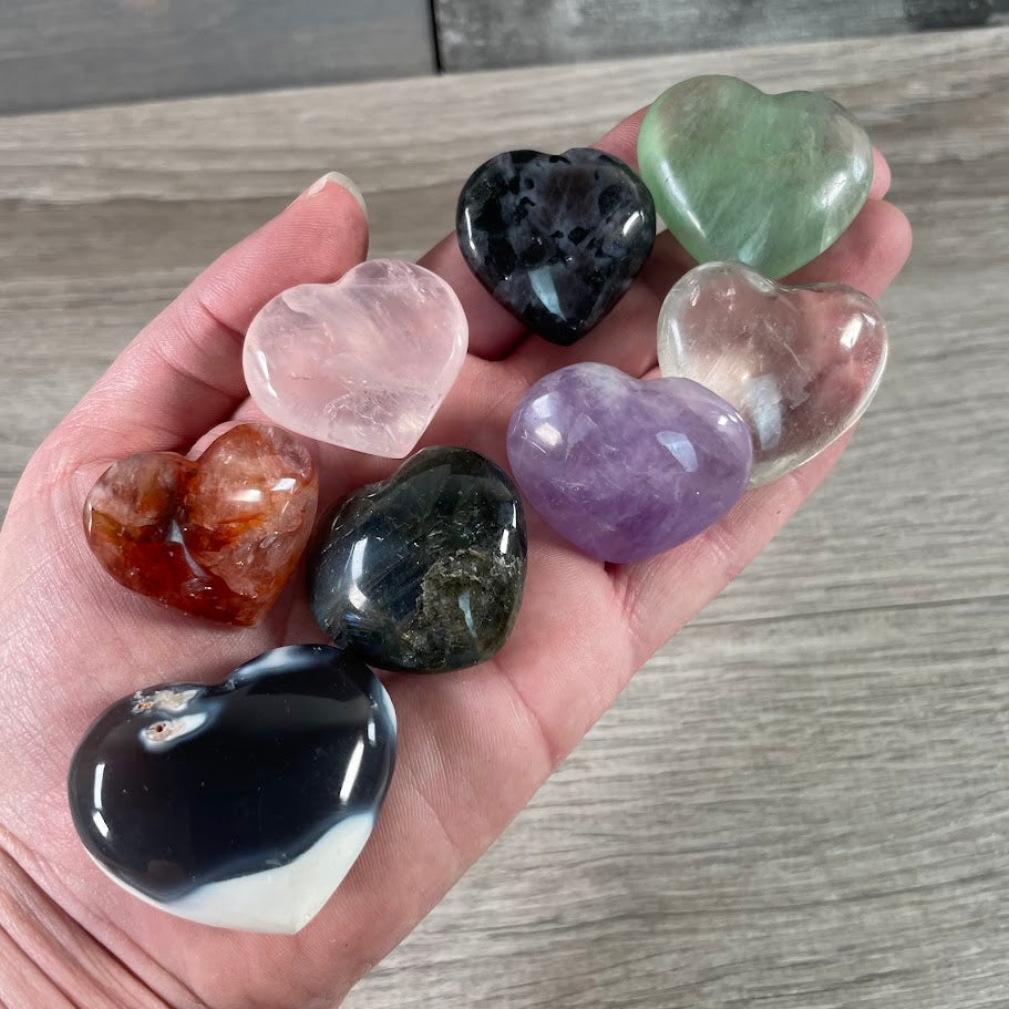 Crystal hearts in assorted gemstones wholesale supply