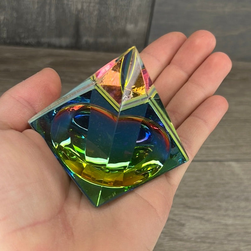 Glass AB Rainbow Pyramid