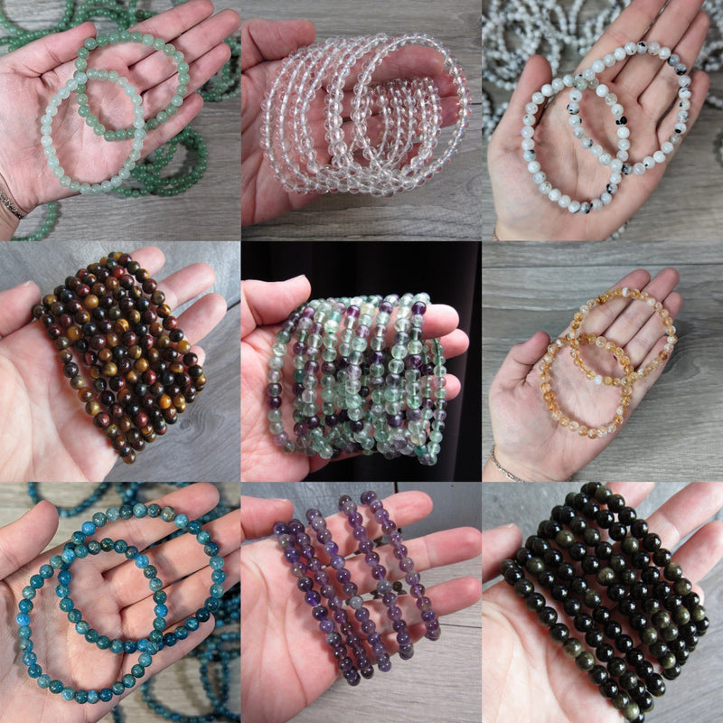 Gemstone 6 mm Round Bracelets