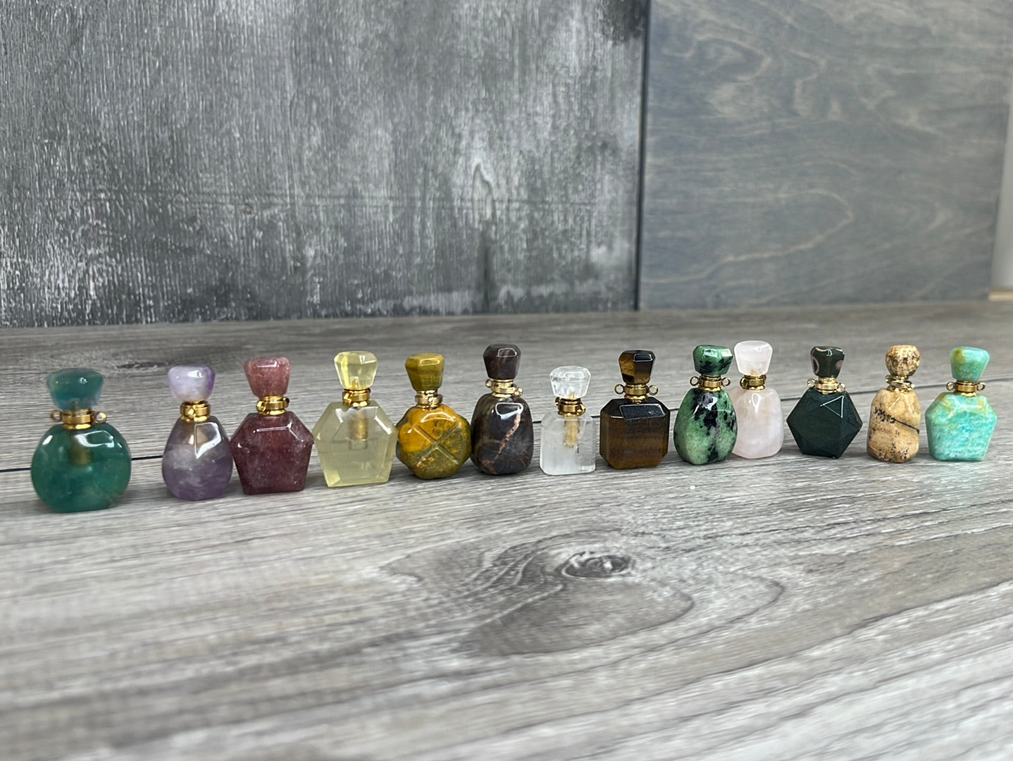 Assorted Gemstone Perfume Bottles