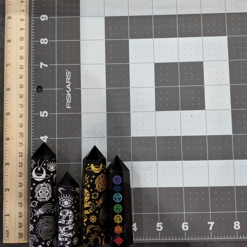 Etched Black Obsidian Obelisk- Various Styles