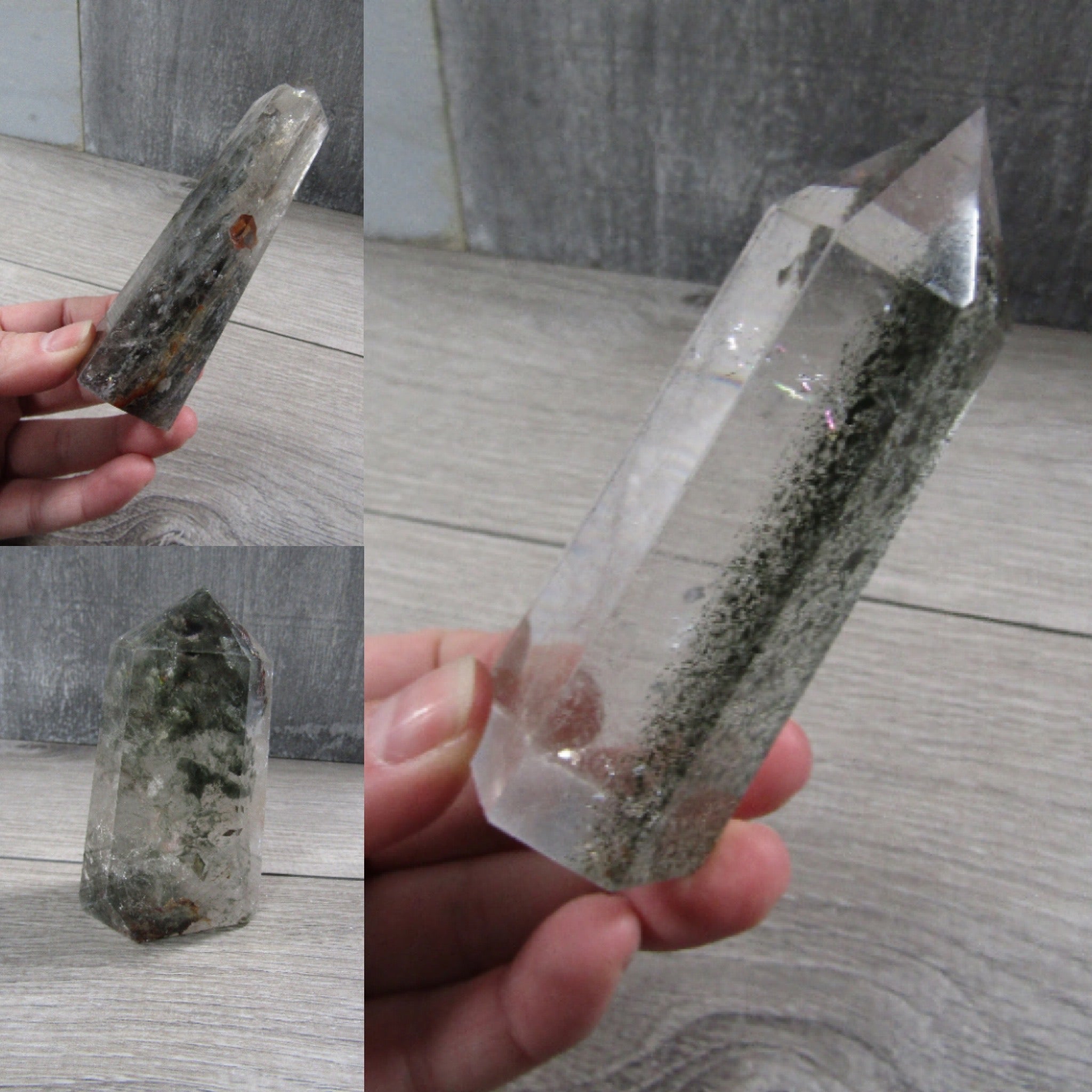 Chlorite Lodolite Included Quartz Obelisk Large Display Size