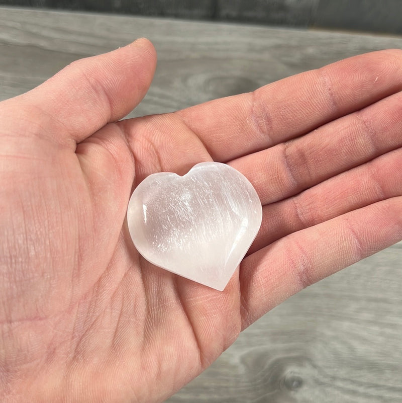 Selenite Heart 1 1/2 inch Plus