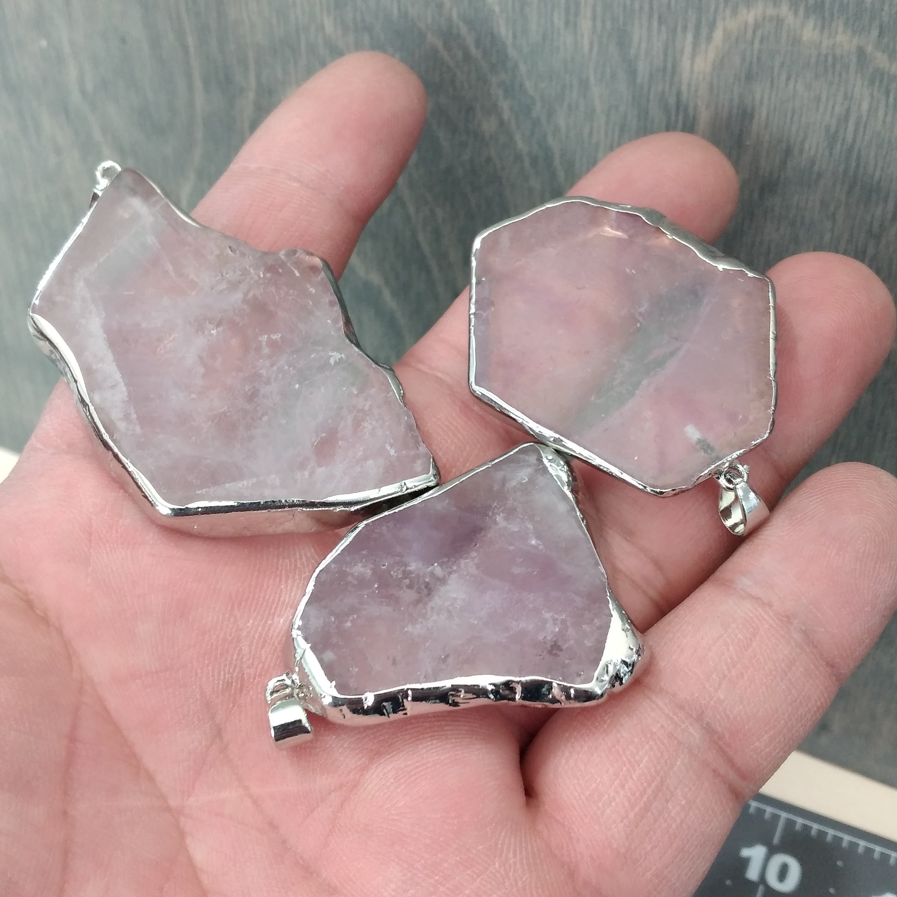 Amethyst Slab Electro Plated Pendant