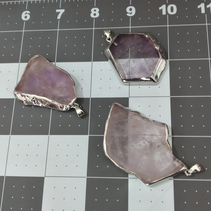 Amethyst Slab Electro Plated Pendant