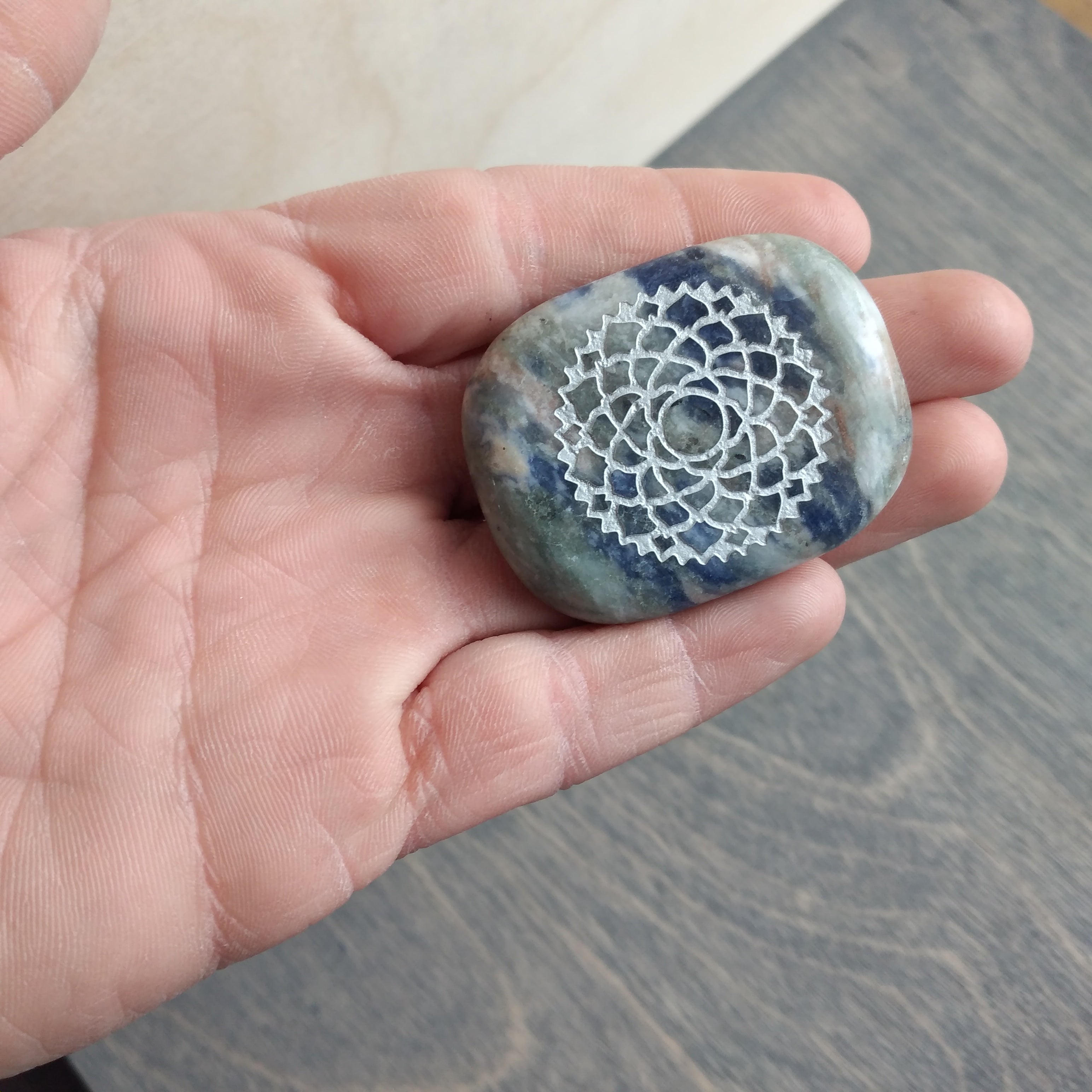 Gemstone Etched Palm Stone