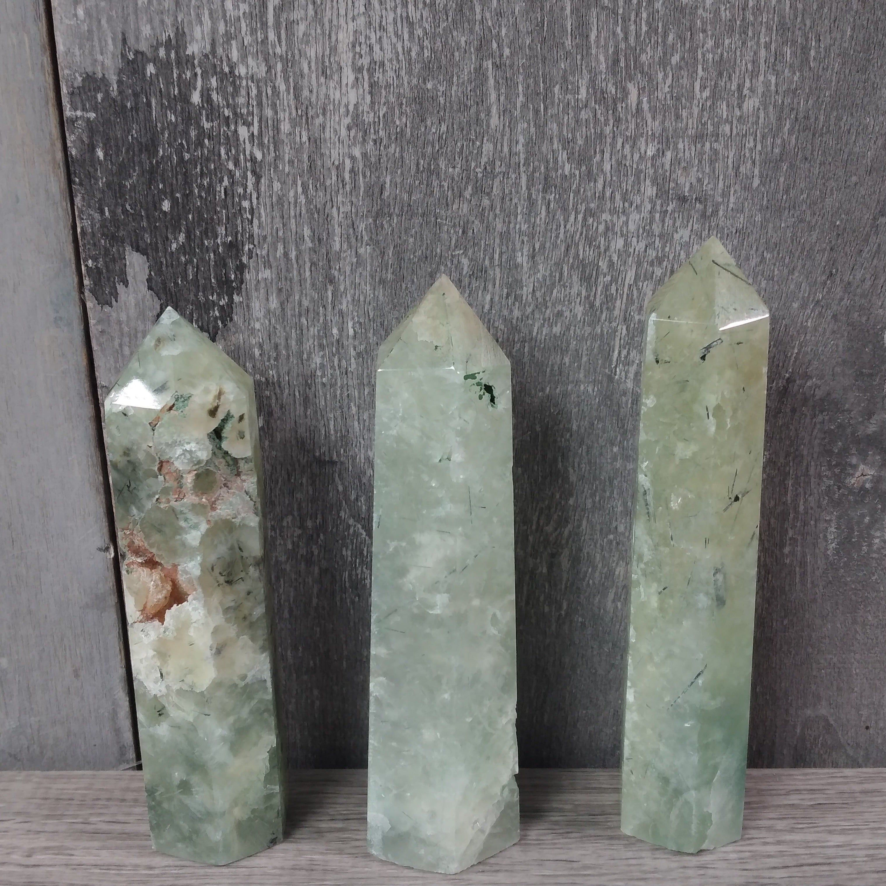 Prehnite obelisk home decor 4 to 5 ounce gemstone wholesale selection.