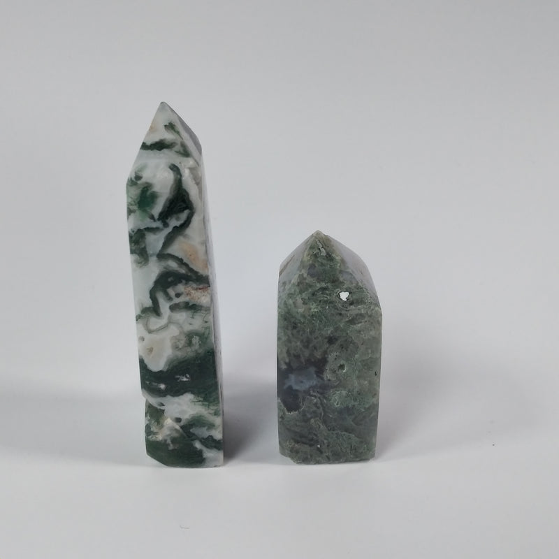 Moss Agate 4 Sided Obelisk Tower