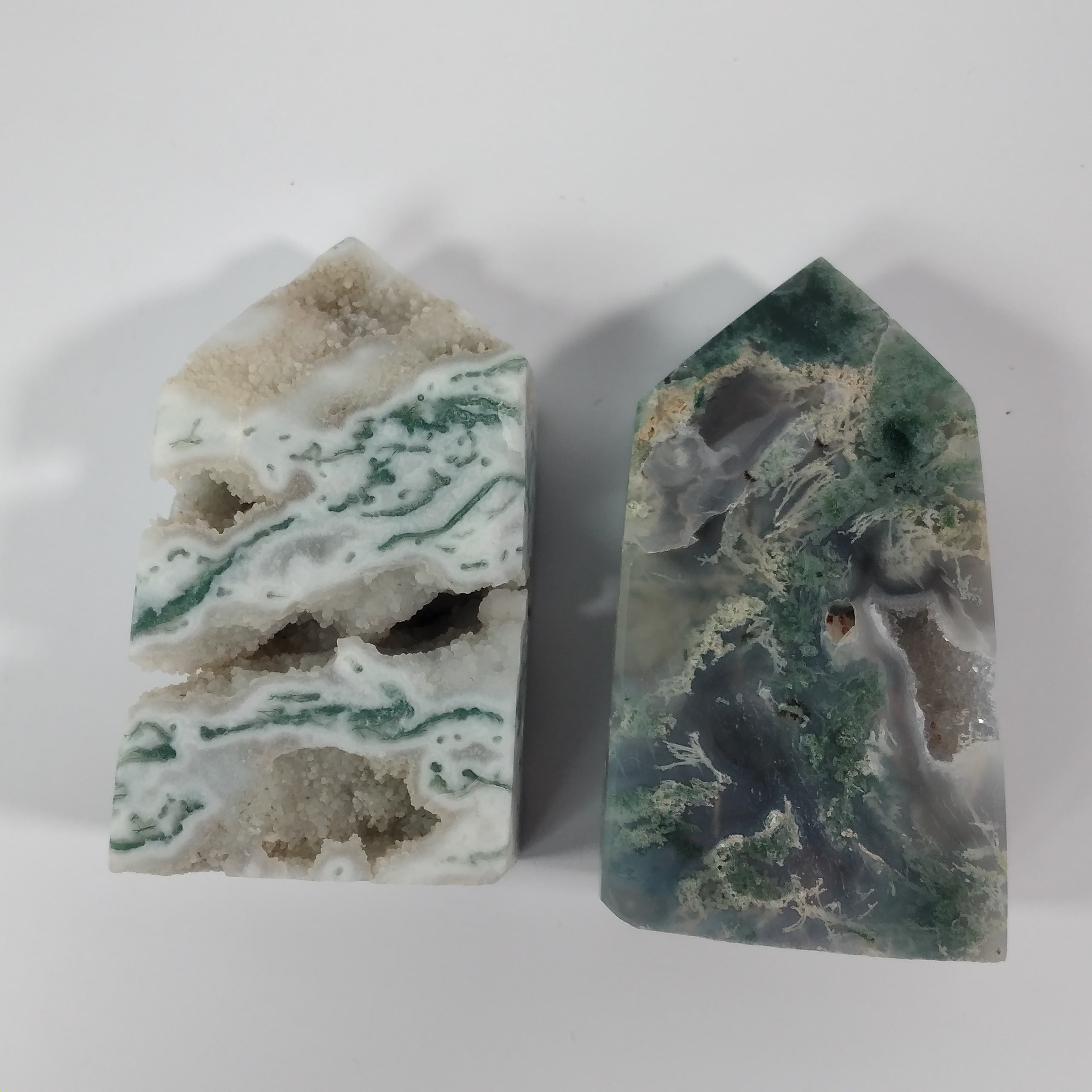 Moss Agate 4 Sided Obelisk Tower