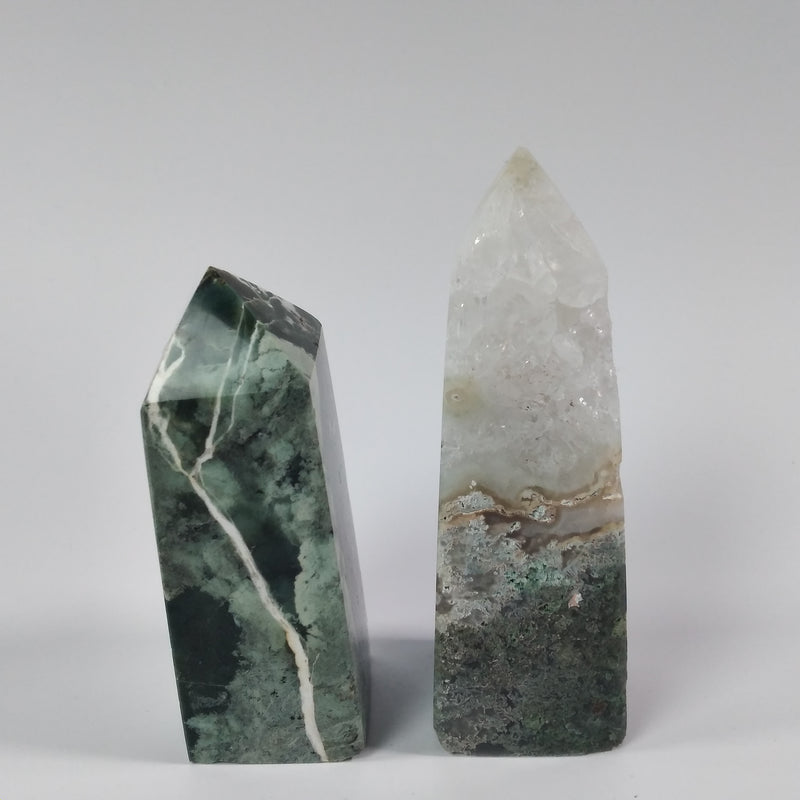 Moss Agate 4 Sided Obelisk Tower