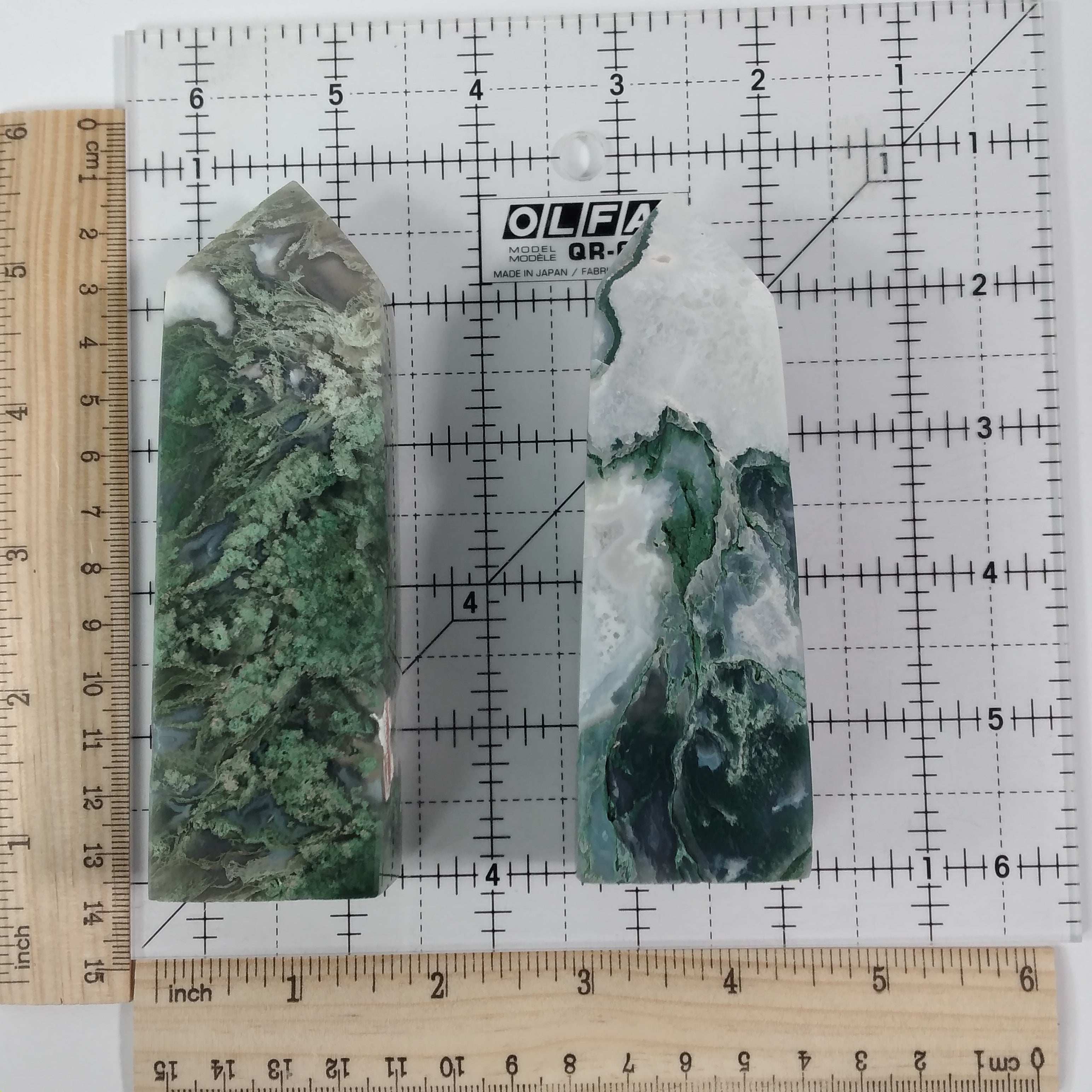 Moss Agate 4 Sided Obelisk Tower