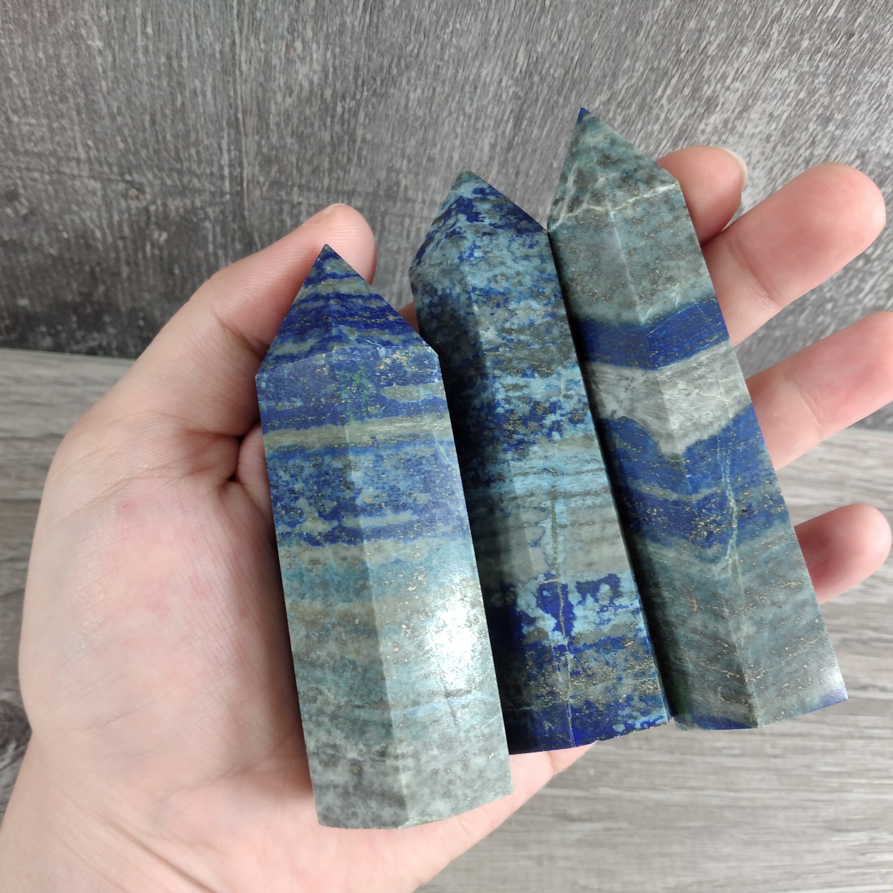 Lapis Lazuli obelisk shapes perfect for resale or home accent displays.