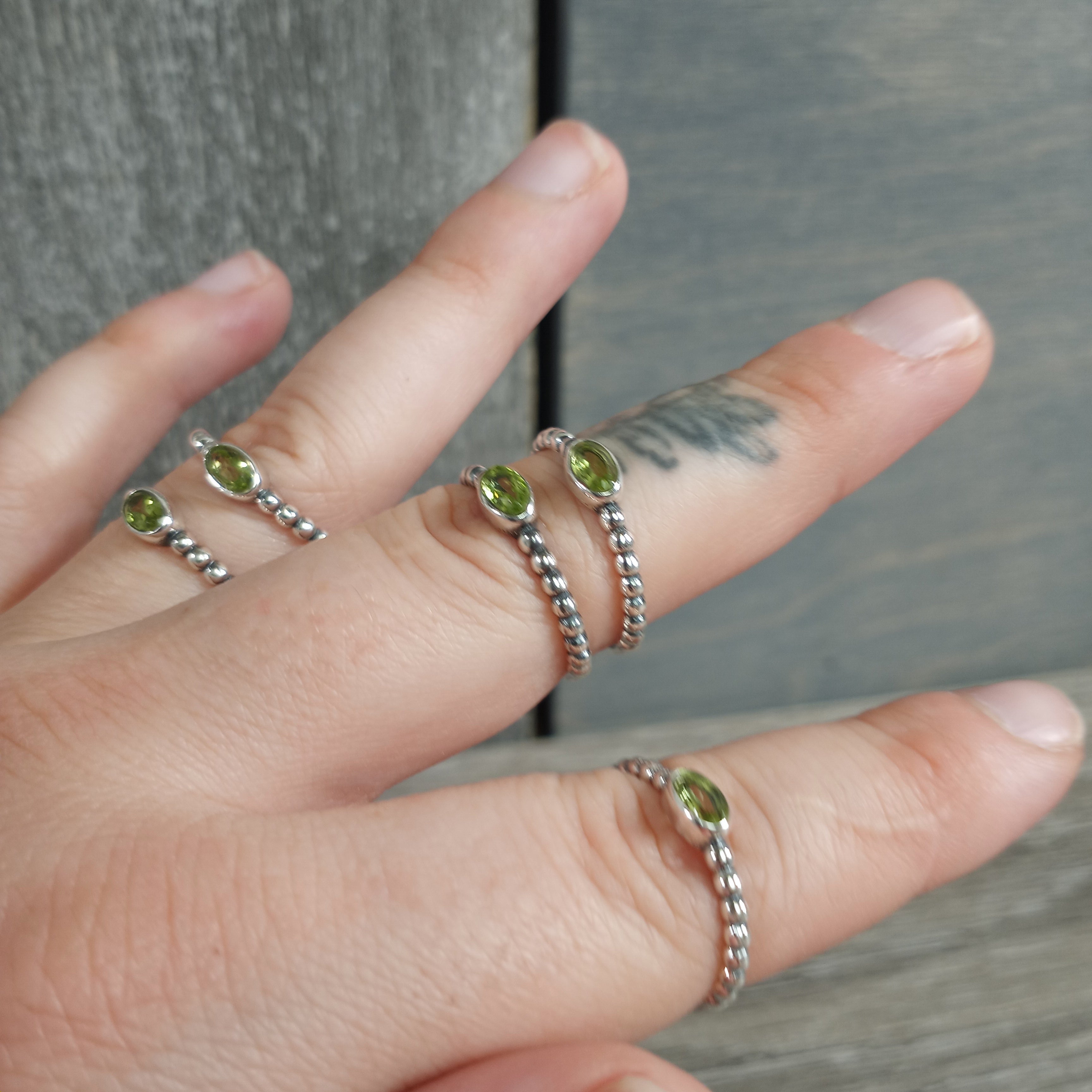 Gemstone Sterling Silver Ring Stacking Simple Oval