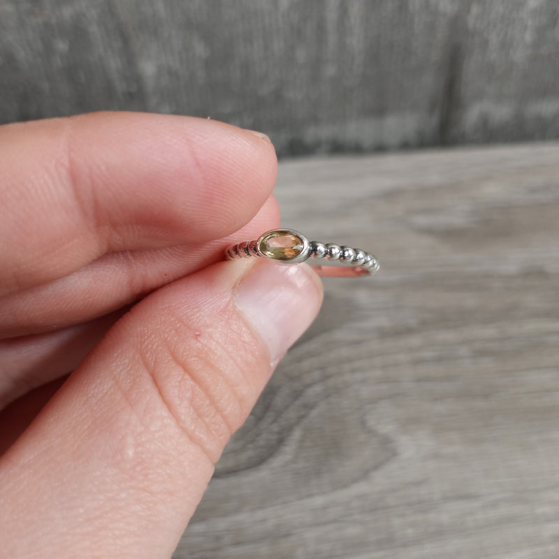  Sterling Silver Ring with stacking oval band and oval shaped citrine center stone