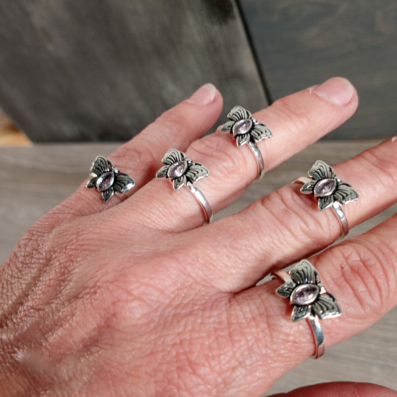 Gemstone Sterling Silver Ring Butterfly