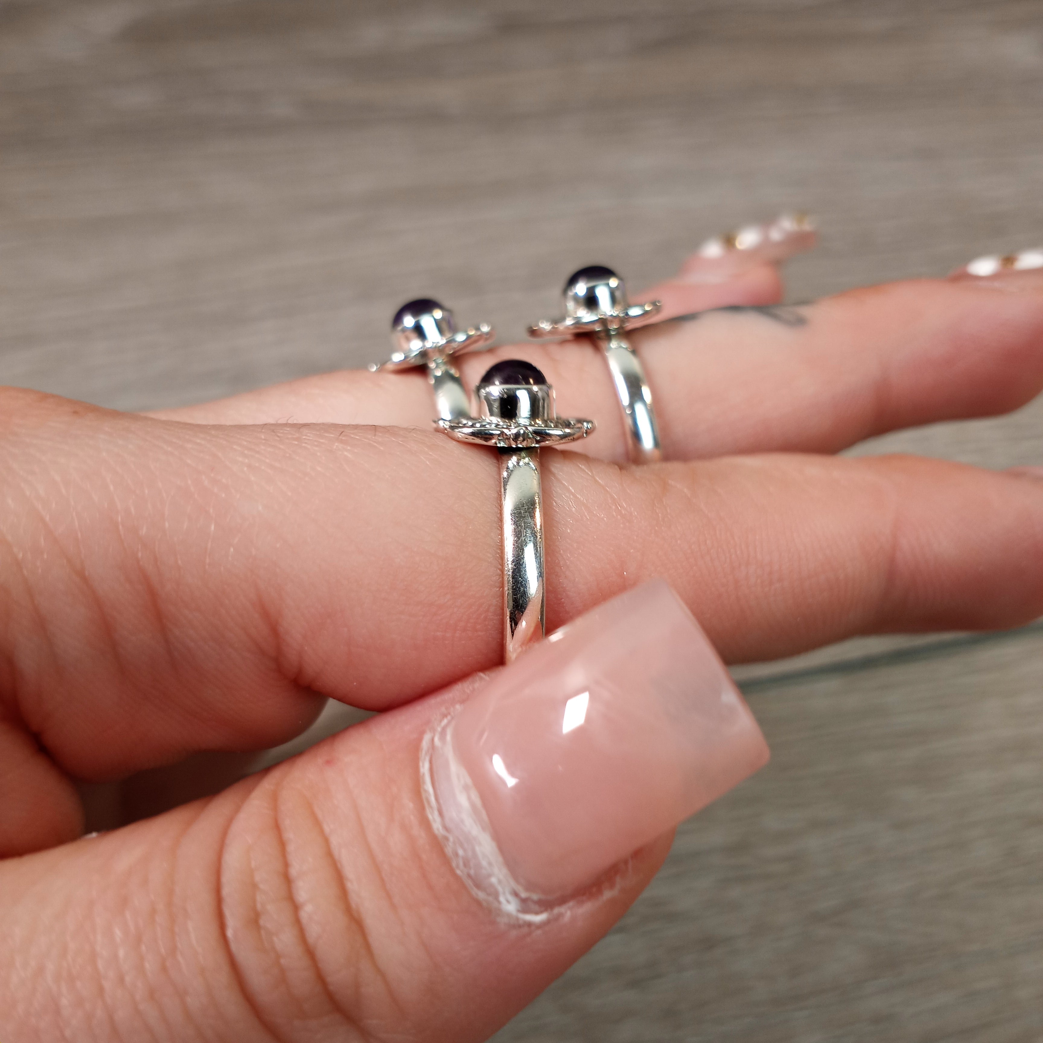 Gemstone Ring Sterling Silver Boho Flower