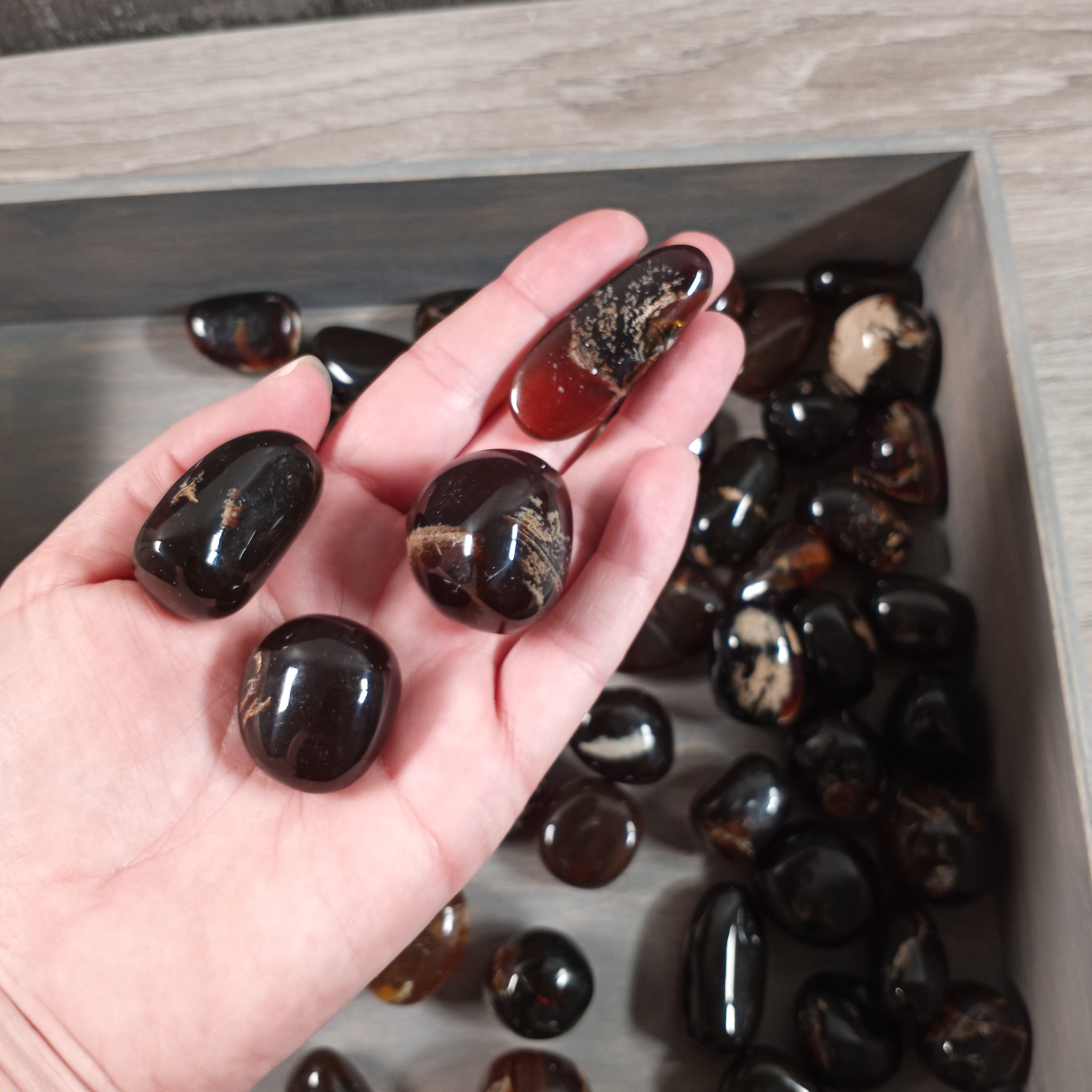 Black Amber Tumbled Stones by the Kilo