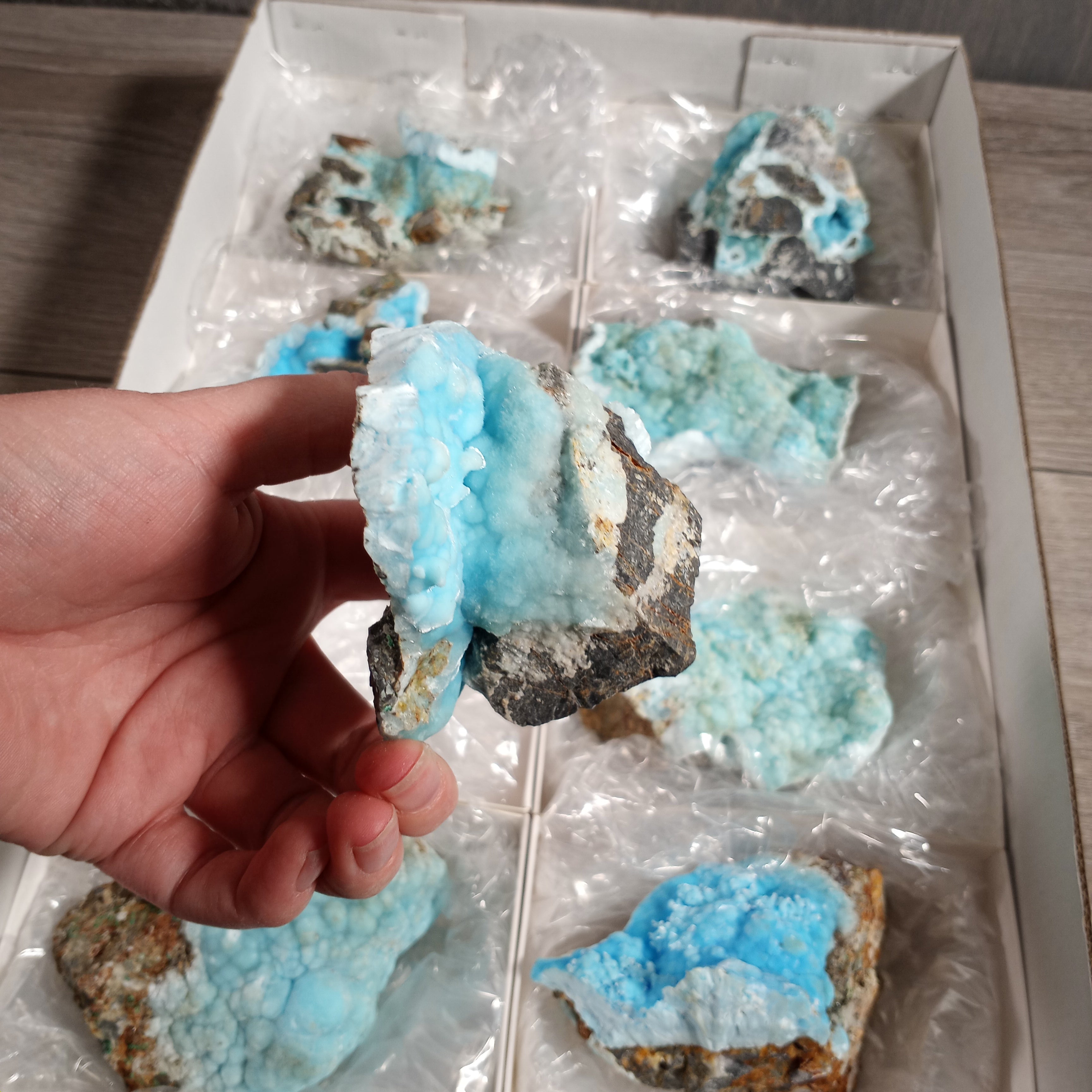 Blue Aragonite Raw Crystals By the Flat