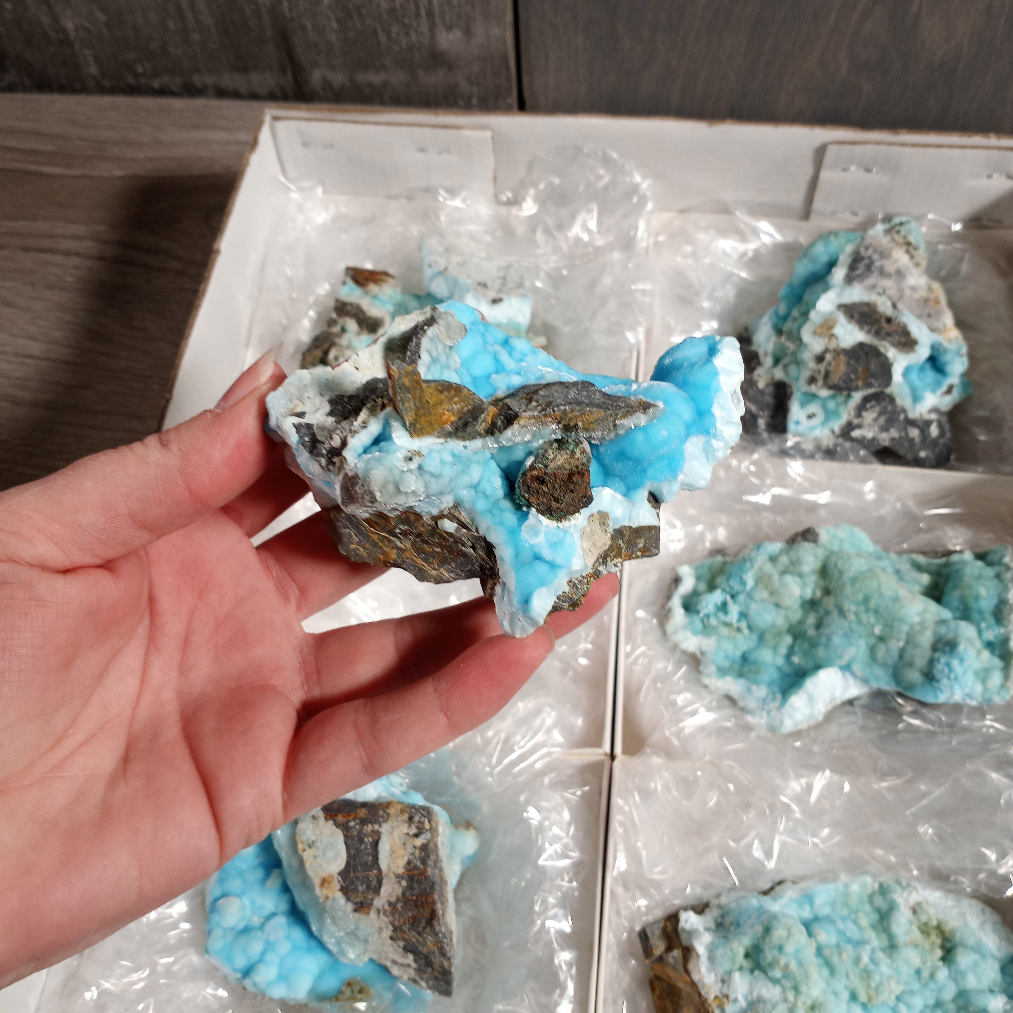 Blue Aragonite Raw Crystals By the Flat