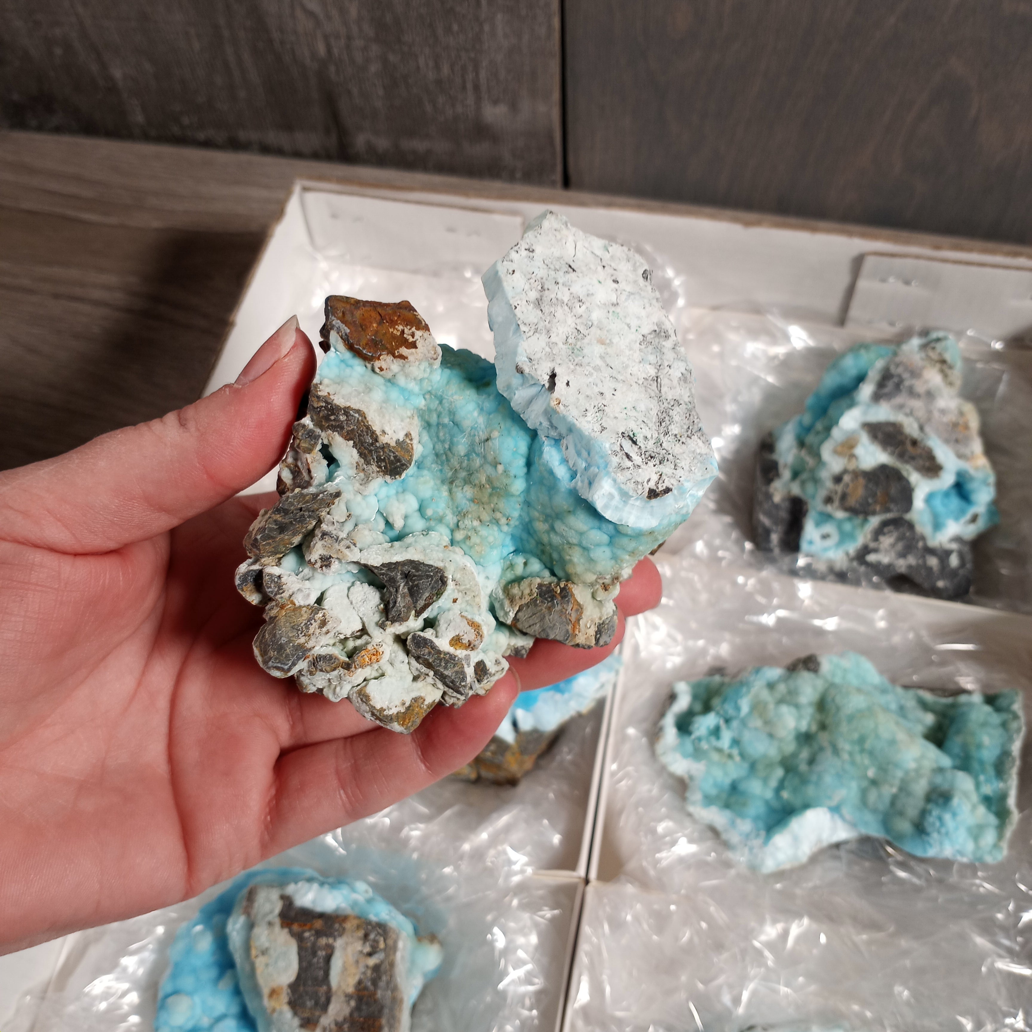 Blue Aragonite Raw Crystals By the Flat